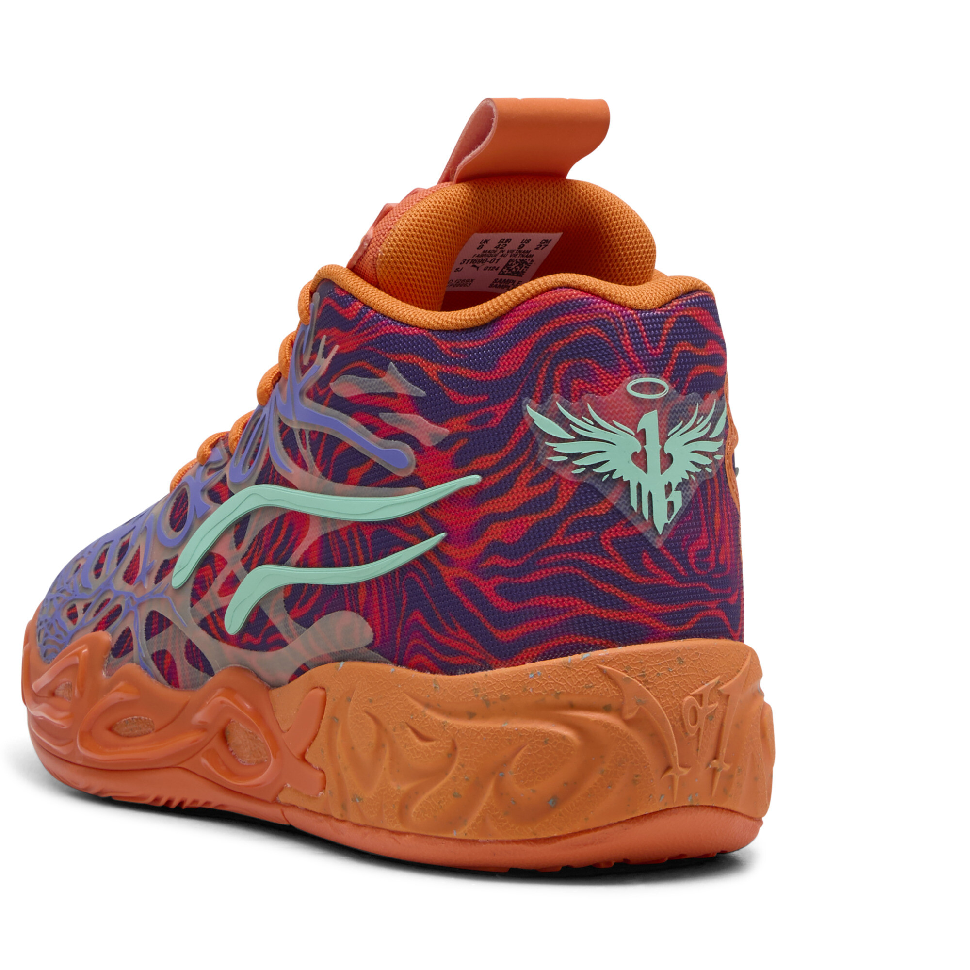 PUMA MB.04 Creativity uniseks basketbalschoenen, Roze/Oranje, Maat 49,5 thumbnail 6