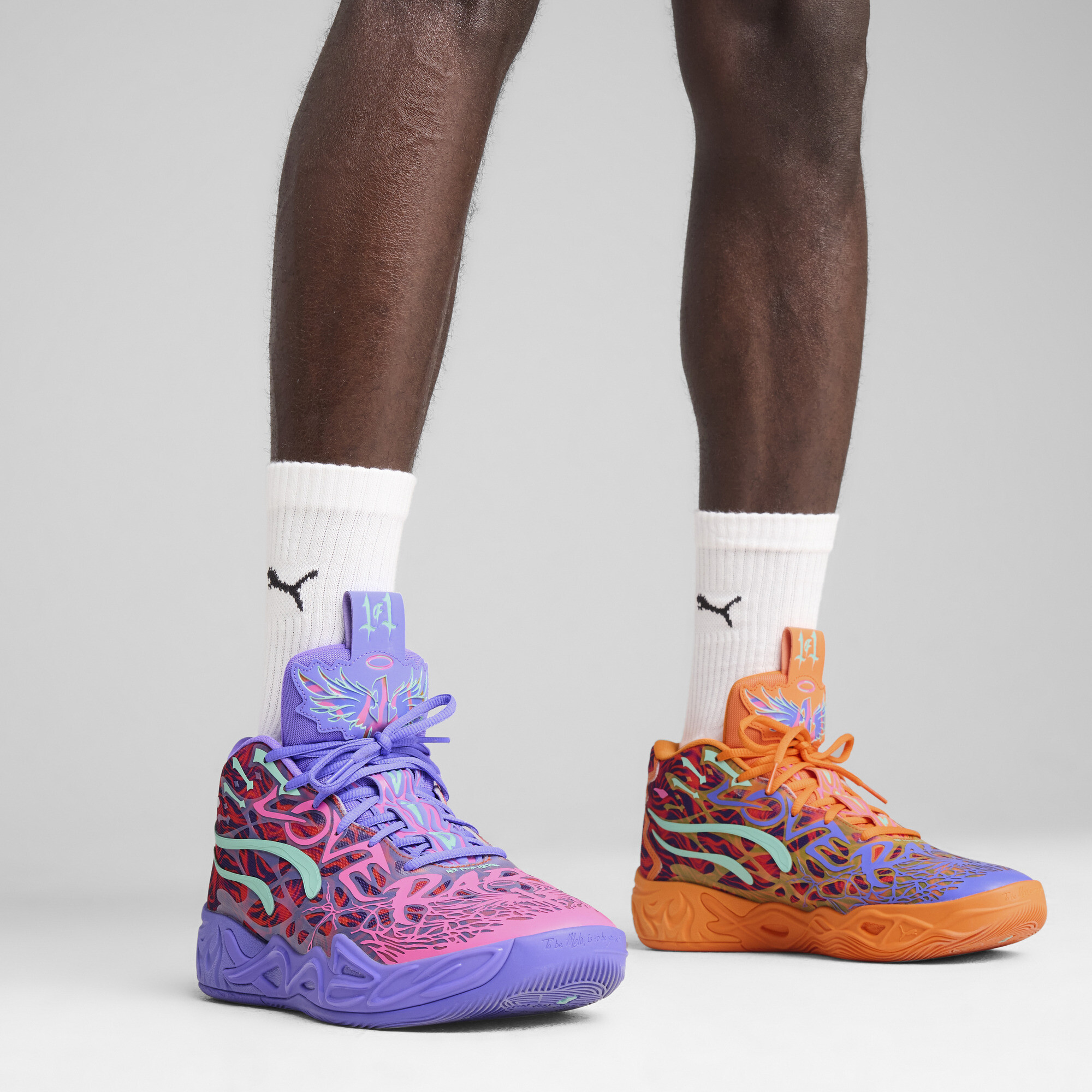 PUMA MB.04 Creativity uniseks basketbalschoenen, Roze/Oranje, Maat 49,5 thumbnail 9