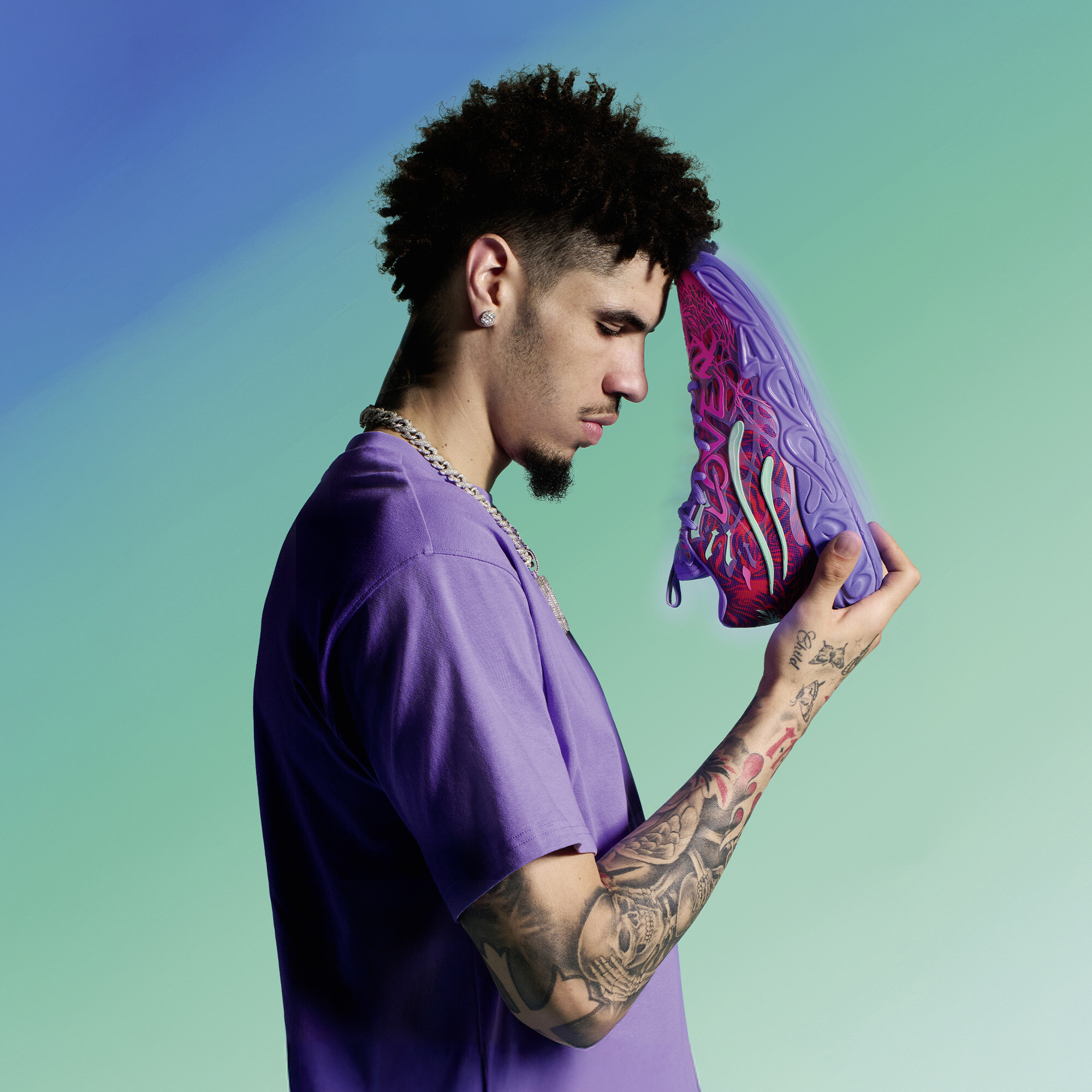 PUMA MB.04 Creativity uniseks basketbalschoenen, Roze/Oranje, Maat 49,5 thumbnail 10