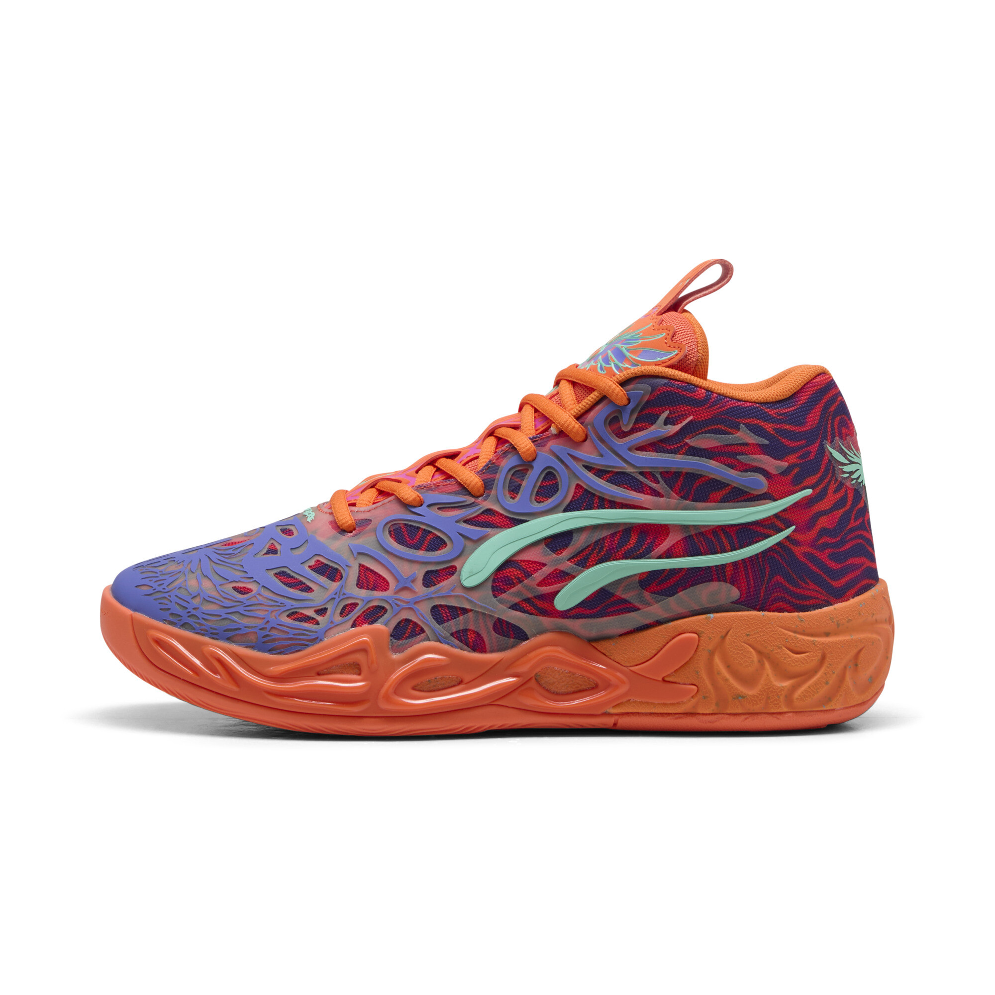 Puma MB.04 Creativity Basketballschuhe Unisex | Mit Colorful | Dark Amethyst/Orange Glow/Poison Pink | Größe: 49.5