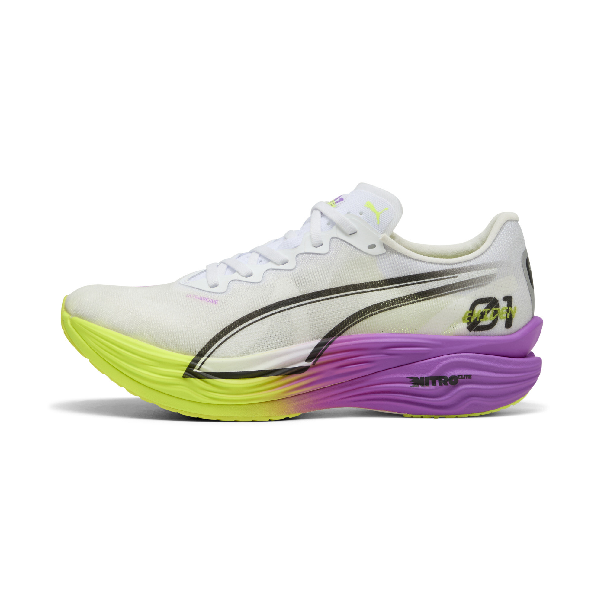 Puma Deviate NITRO™ Elite 3 Ekiden Glow Laufschuhe Herren | White/Pure Magenta/Yellow Alert | Größe: 44.5