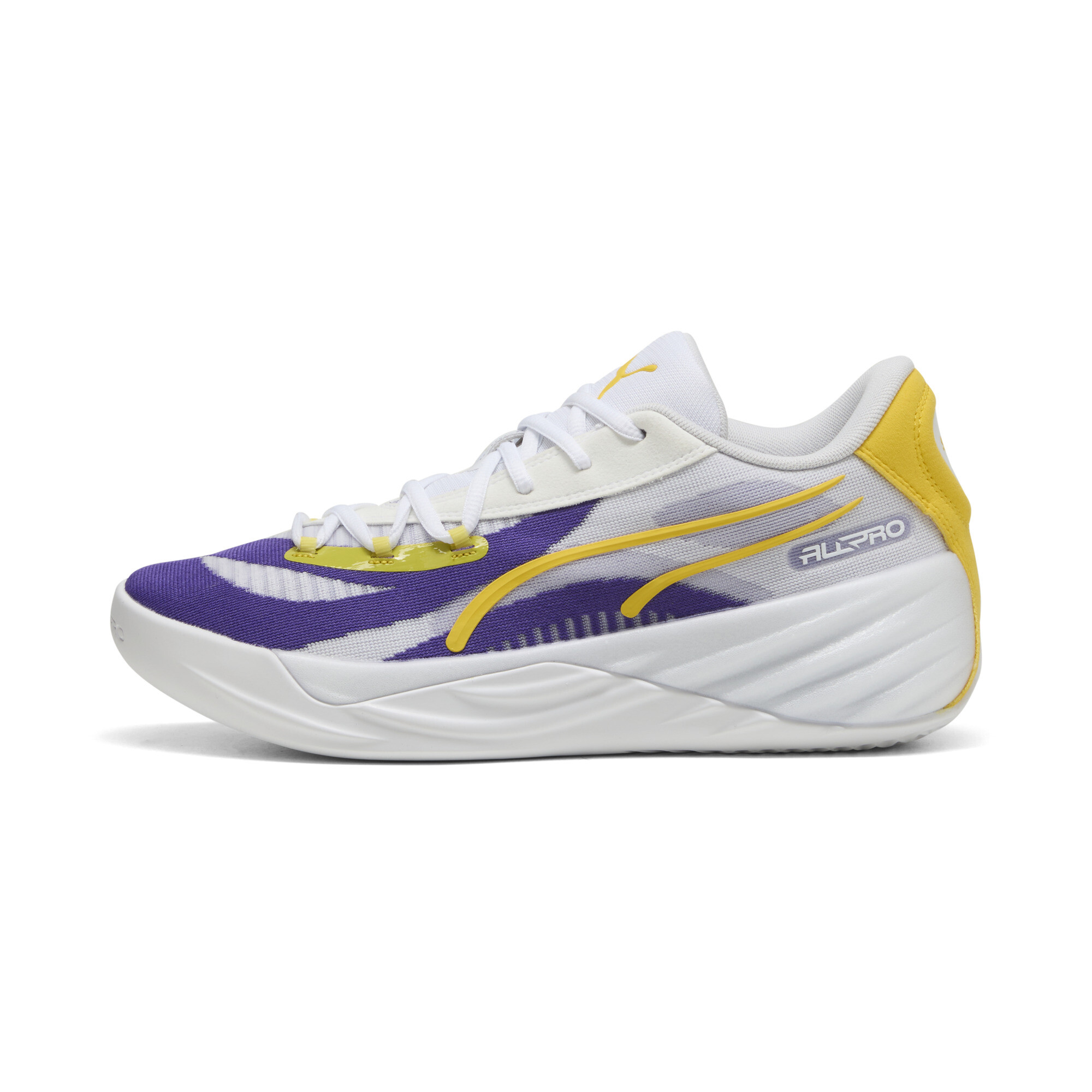 Puma All-Pro NITRO™ LA Basketballschuhe Unisex | Mit Plain | Violet/Pelé Yellow | Größe: 35.5