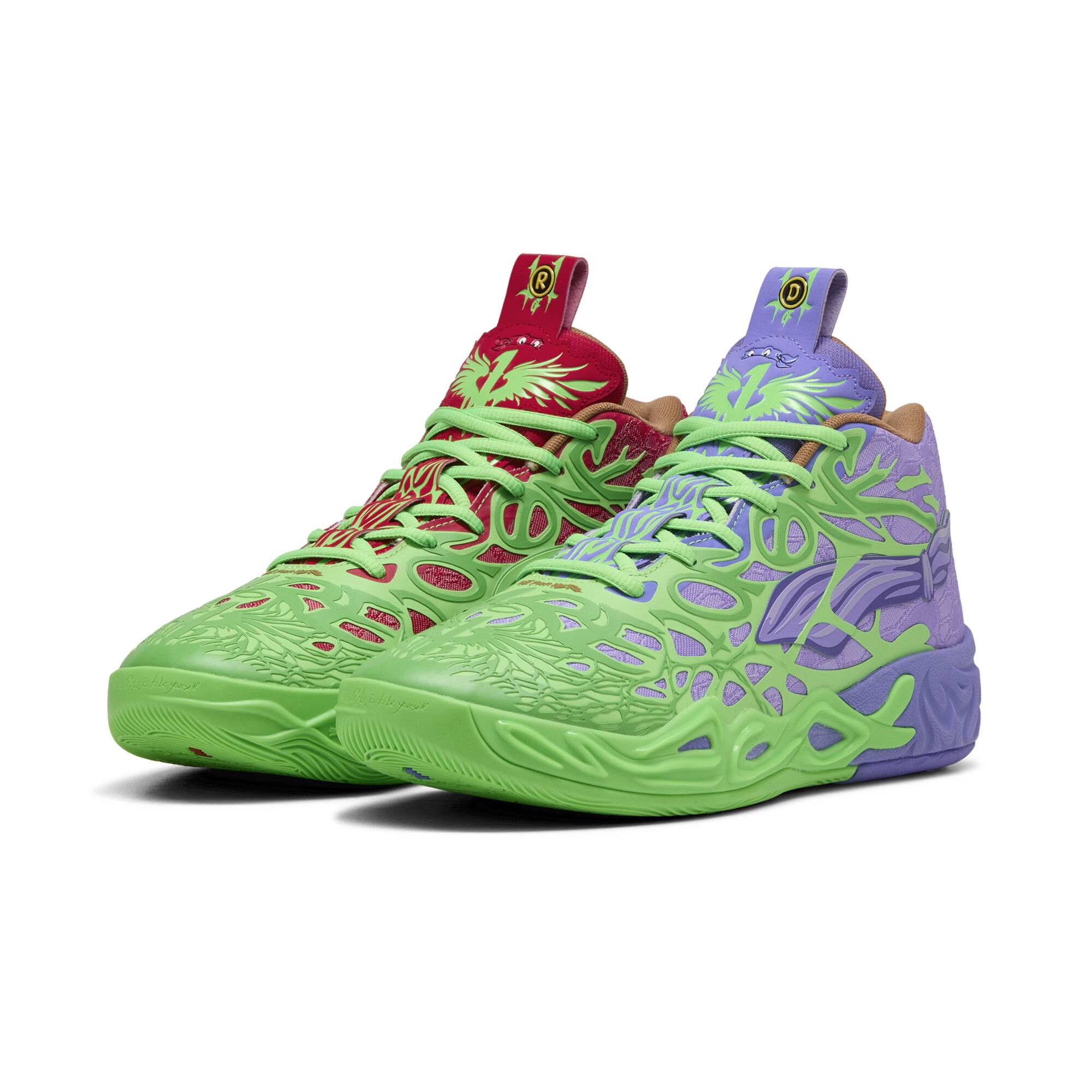 商品情報PUMA x TMNT（ティーンエイジ・ミュータント・ニンジャ・タートルズ）コレクションより、MB.04 R & D バスケットボールシューズが登場。作中に登場する4人のタートルズのう