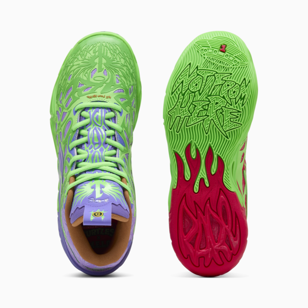Tenis PUMA x TORTUGAS NINJA Suede XL, Fluro Green Pes-PUMA Red-Dark Amethyst, large-MEX