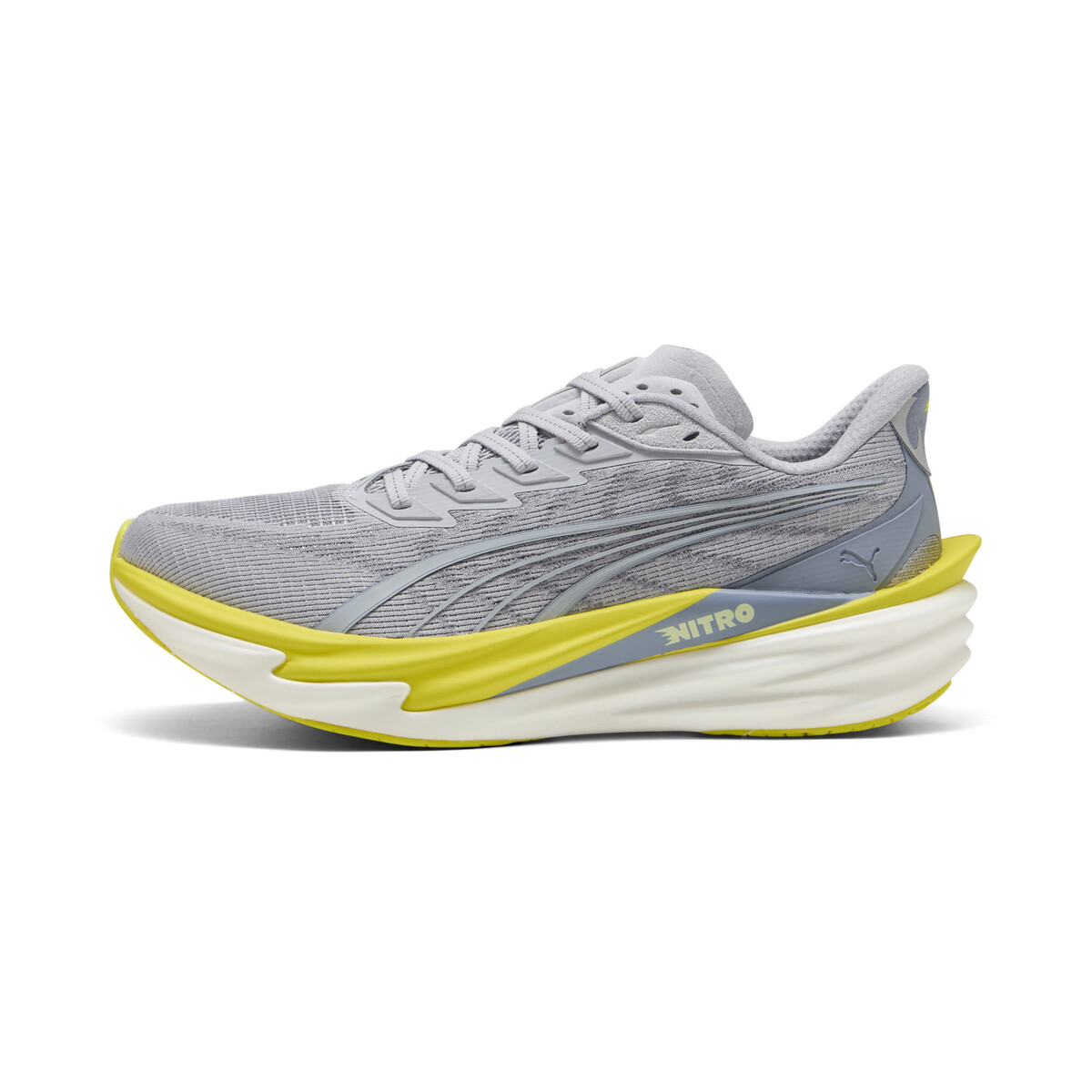 Deviate NITRO™ 4 Running Shoes Men in Vibrant Silver/Lux Lime by PUMA, UK 10