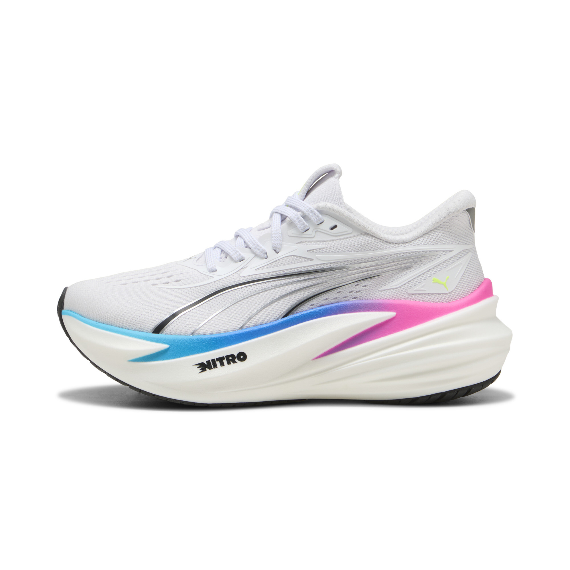 PUMA Women's MagMax NITRO 2 Running Shoes, Size 8.5, PUMA White/Ultra Blue/Poison Pink