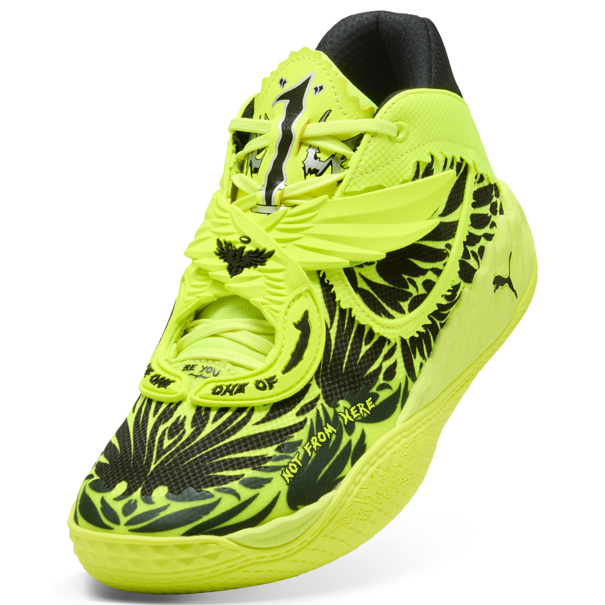 PUMA MB.05 Voltage basketbalschoenen Uniseks, Zwart/Geel, Maat 40,5 thumbnail 3