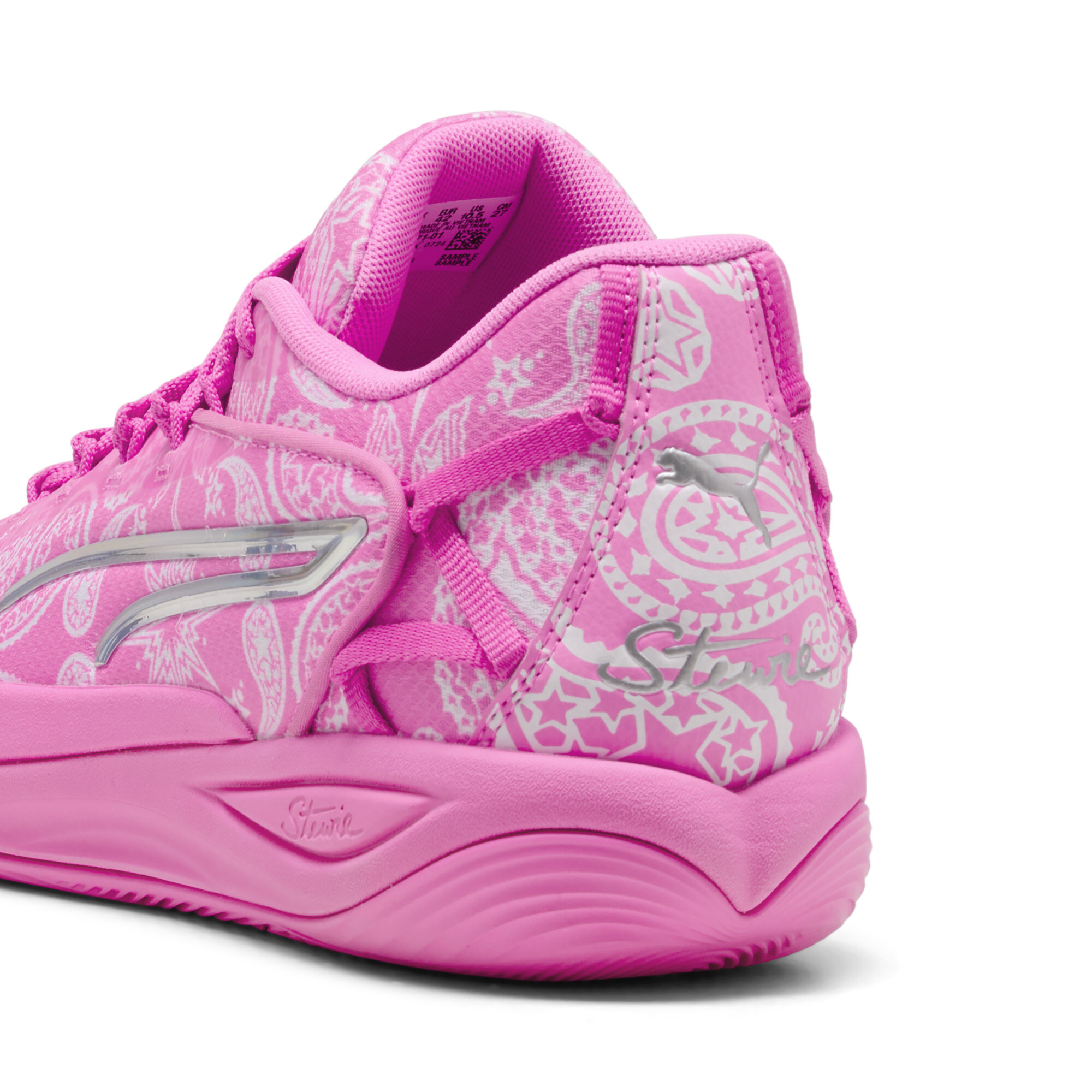 PUMA Stewie 4 ST4RZ basketbalschoenen voor Dames, Roze/Wit, Maat 43 thumbnail 5
