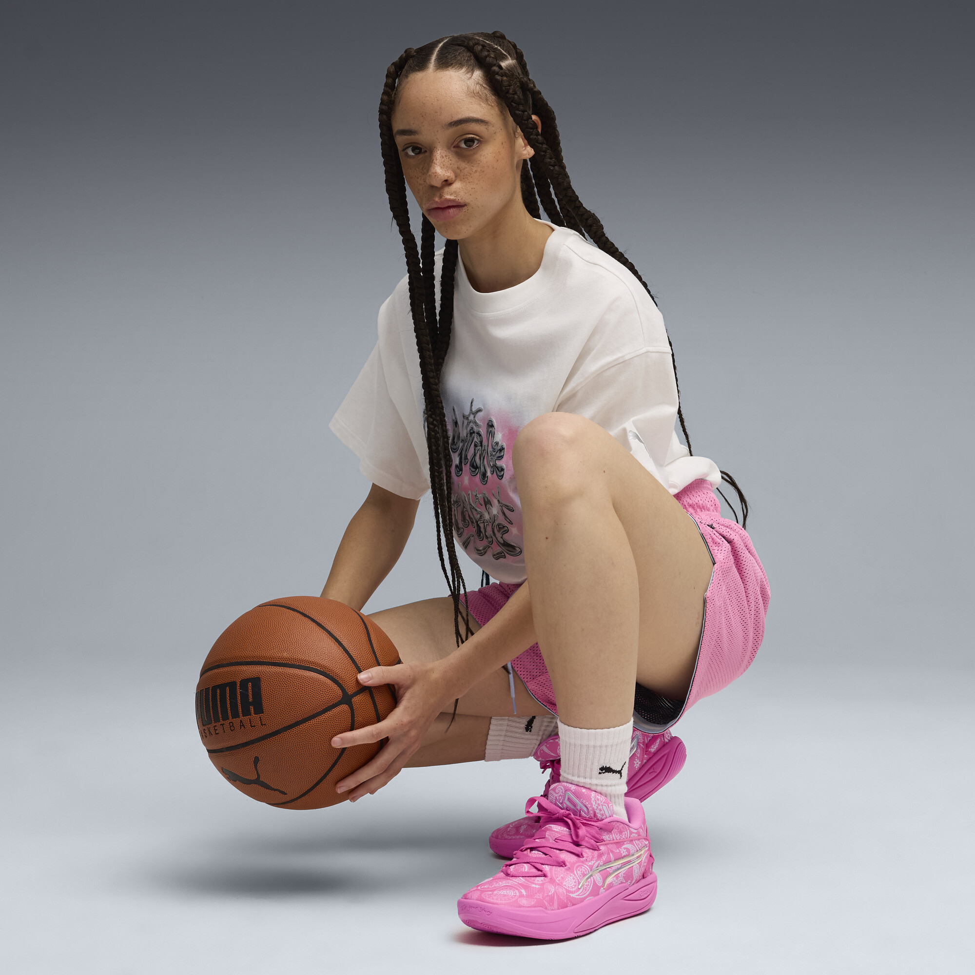 PUMA Stewie 4 ST4RZ basketbalschoenen voor Dames, Roze/Wit, Maat 43 thumbnail 7