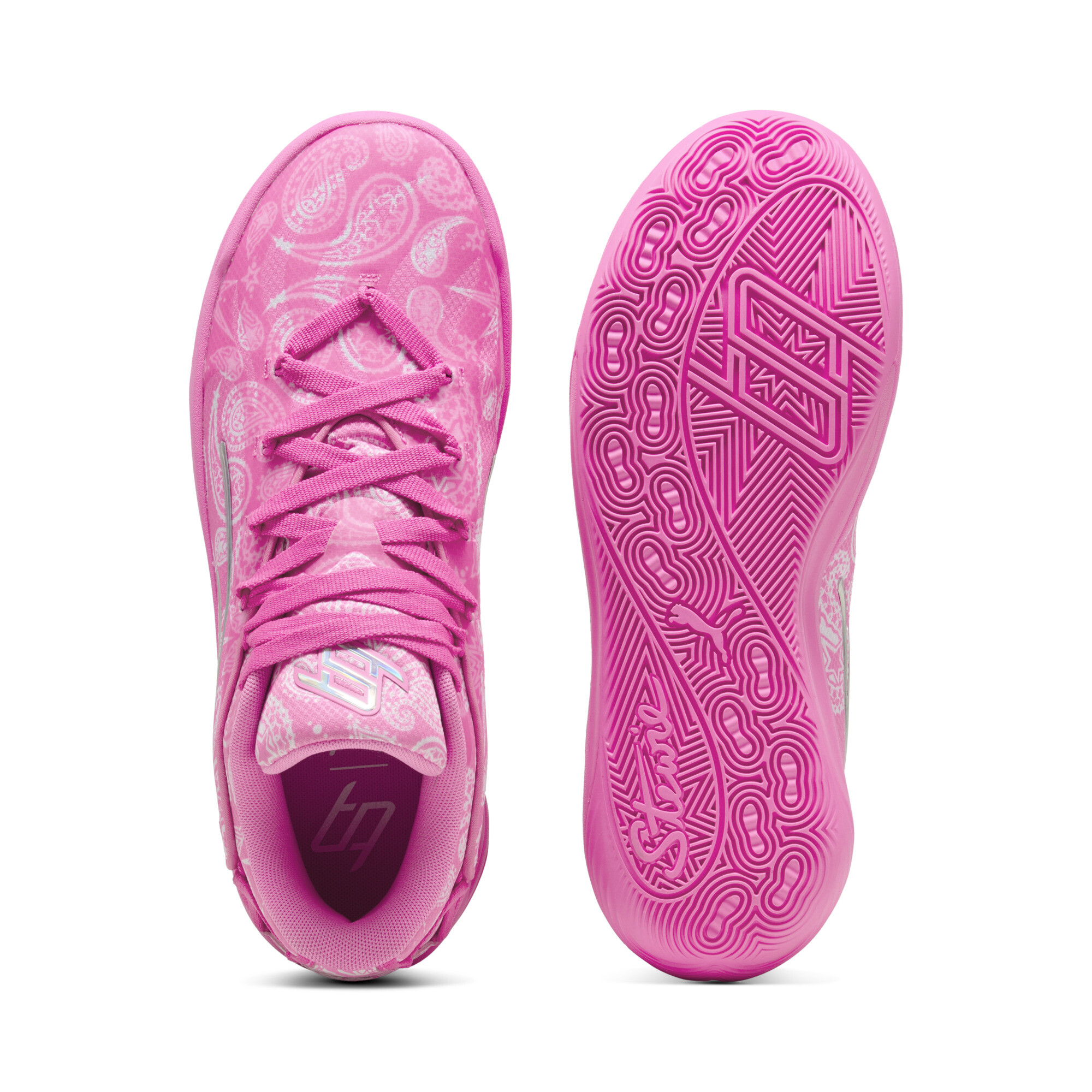 PUMA Stewie 4 ST4RZ basketbalschoenen voor Dames, Roze/Wit, Maat 43 thumbnail 4