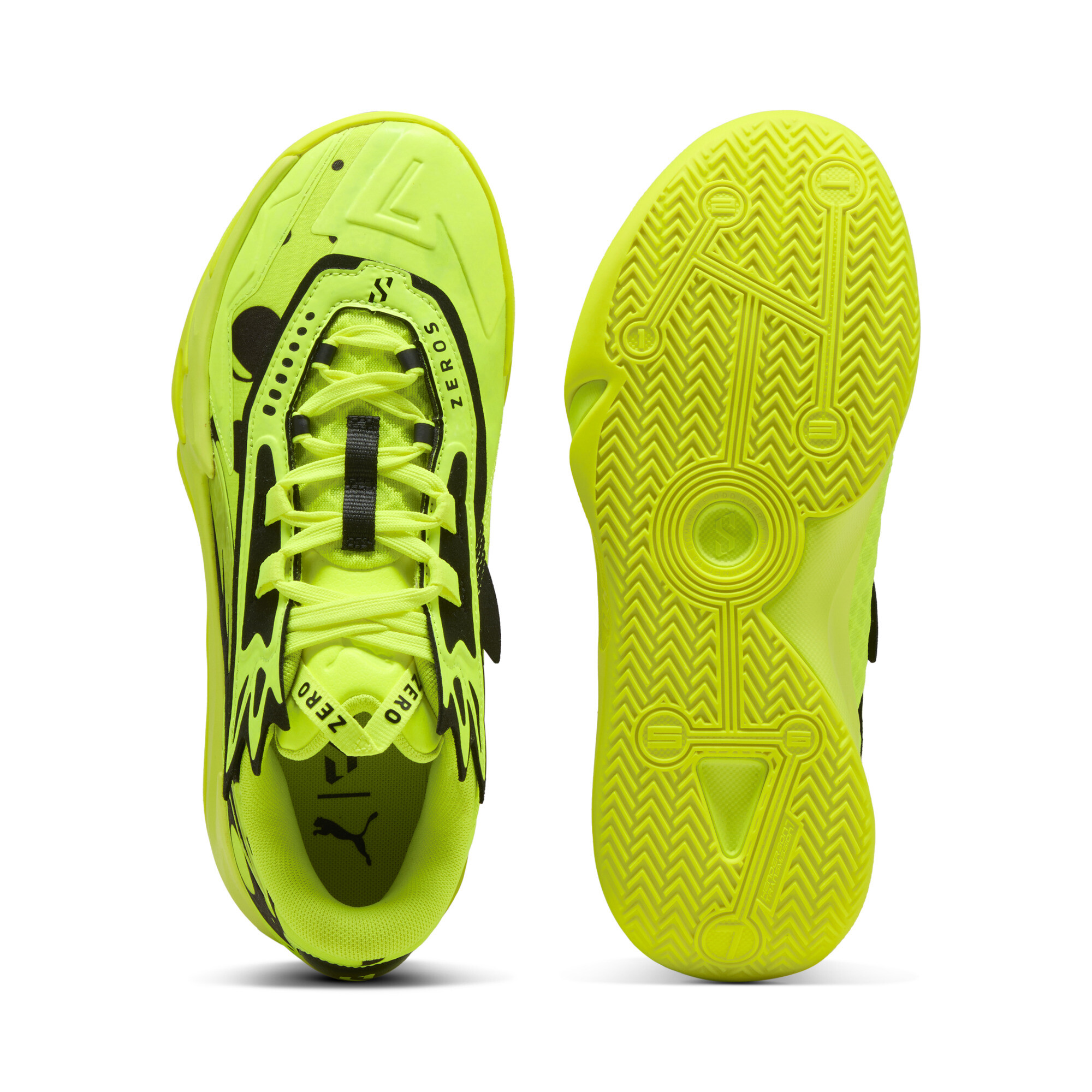 PUMA Scoot Zeros II uniseks basketbalschoenen, Zwart/Geel, Maat 53,5 thumbnail 5