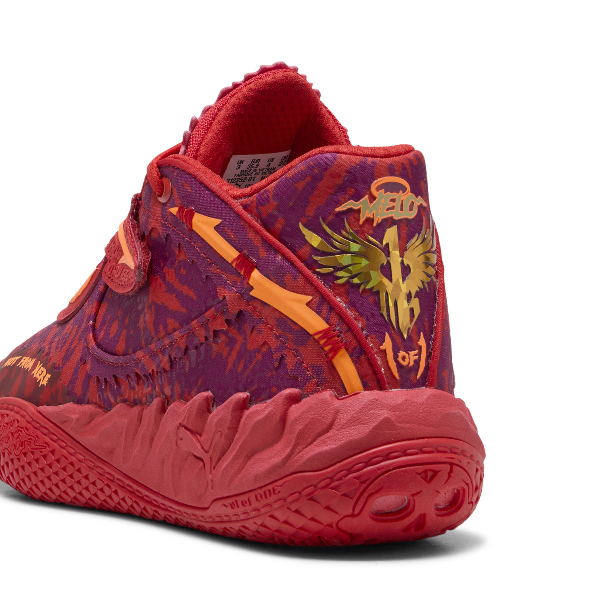 PUMA MB.05 Crowd Surf basketbalschoenen, Rood/Oranje, Maat 35,5 thumbnail 6