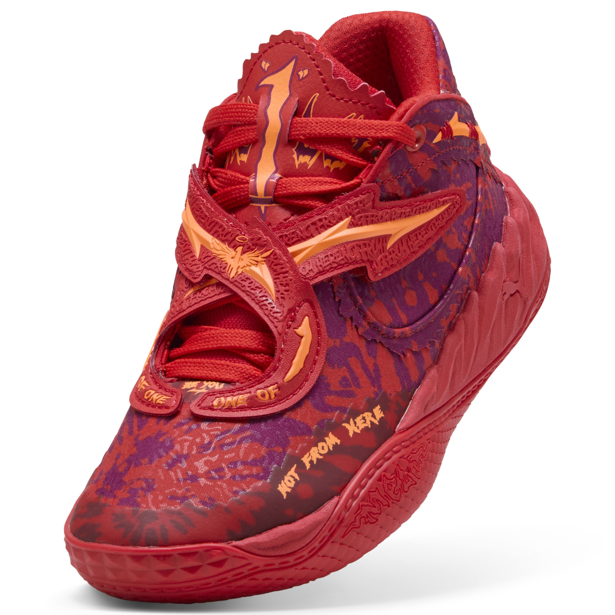 PUMA MB.05 Crowd Surf basketbalschoenen, Rood/Oranje, Maat 35,5 thumbnail 3