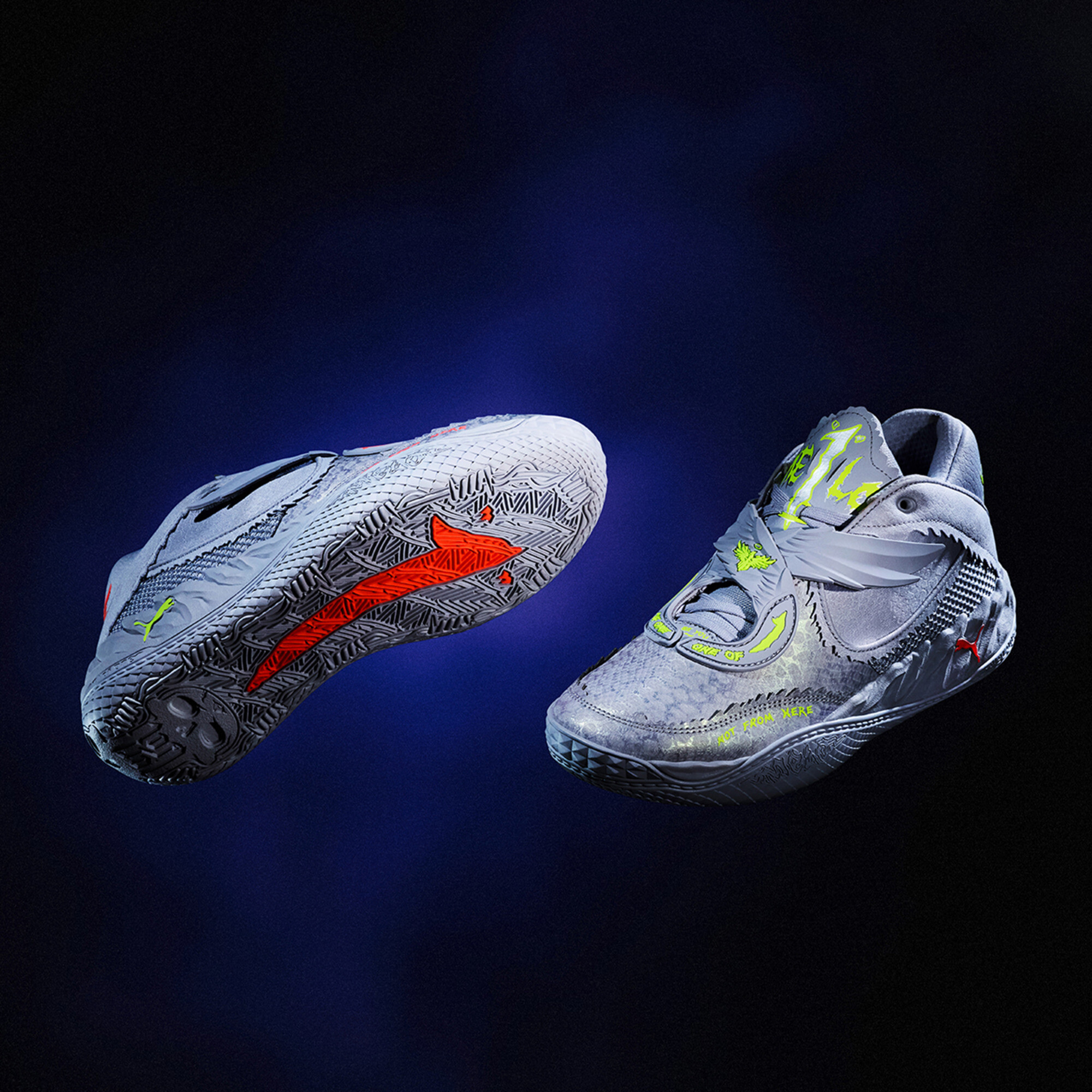 PUMA MB.05 Metallic uniseks basketbalschoenen, Rood/Geel/Zilver, Maat 48 thumbnail 3