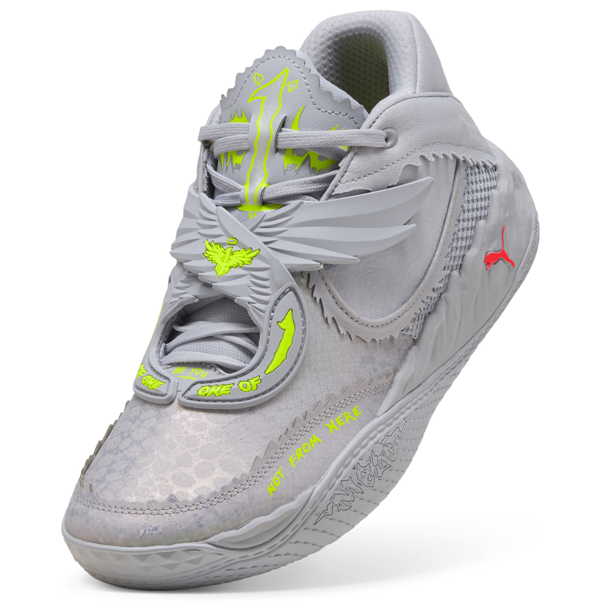 PUMA MB.05 Metallic uniseks basketbalschoenen, Rood/Geel/Zilver, Maat 48 thumbnail 4