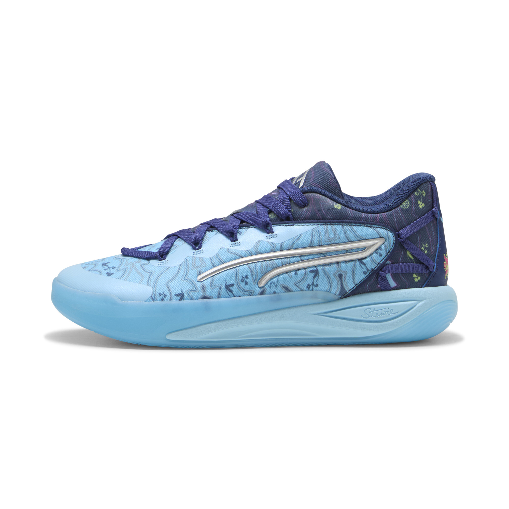 PUMA Stewie 4 Most Wanted basketbalschoenen voor Dames, Blauw/Zilver, Maat 38 thumbnail 8