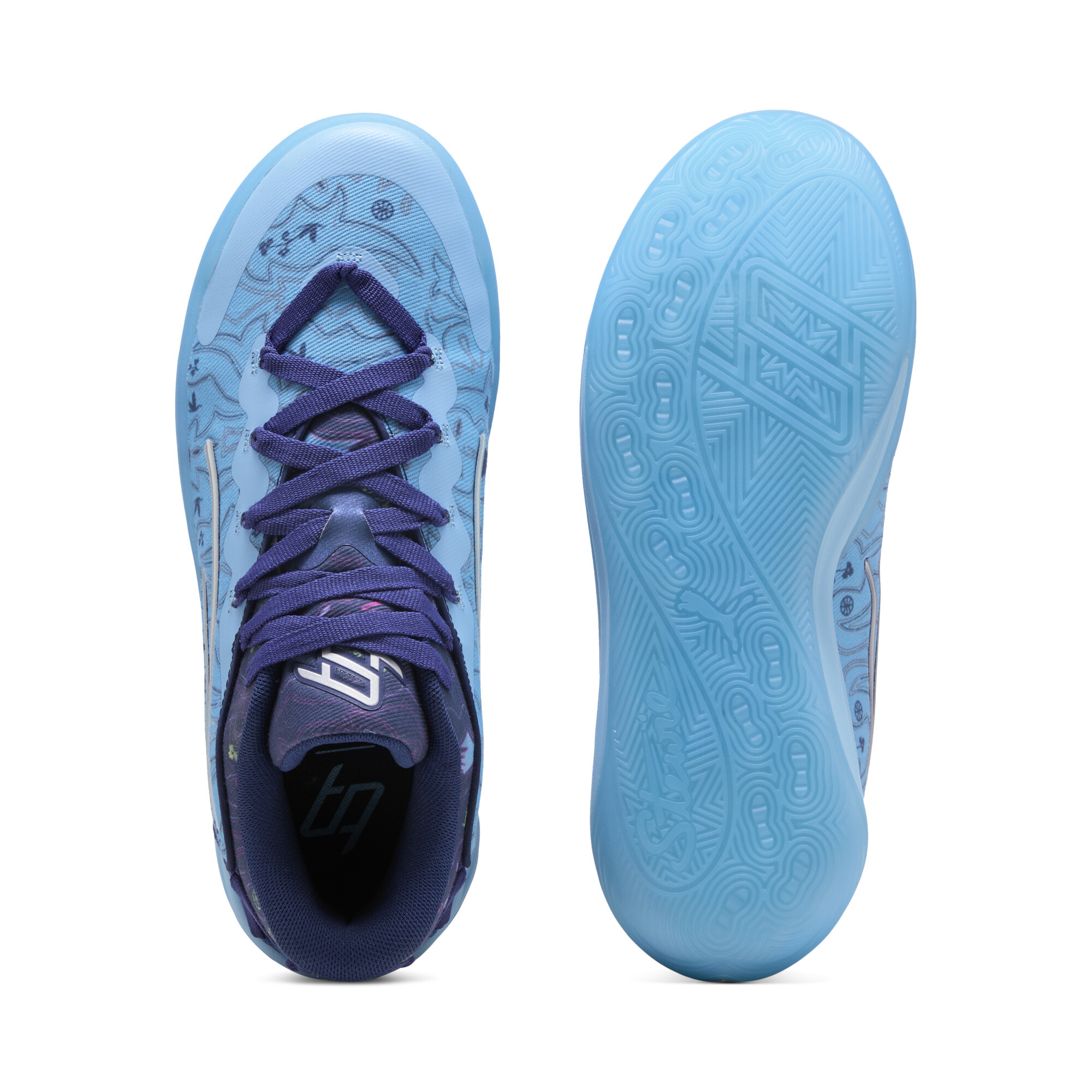 PUMA Stewie 4 Most Wanted basketbalschoenen voor Dames, Blauw/Zilver, Maat 38 thumbnail 5