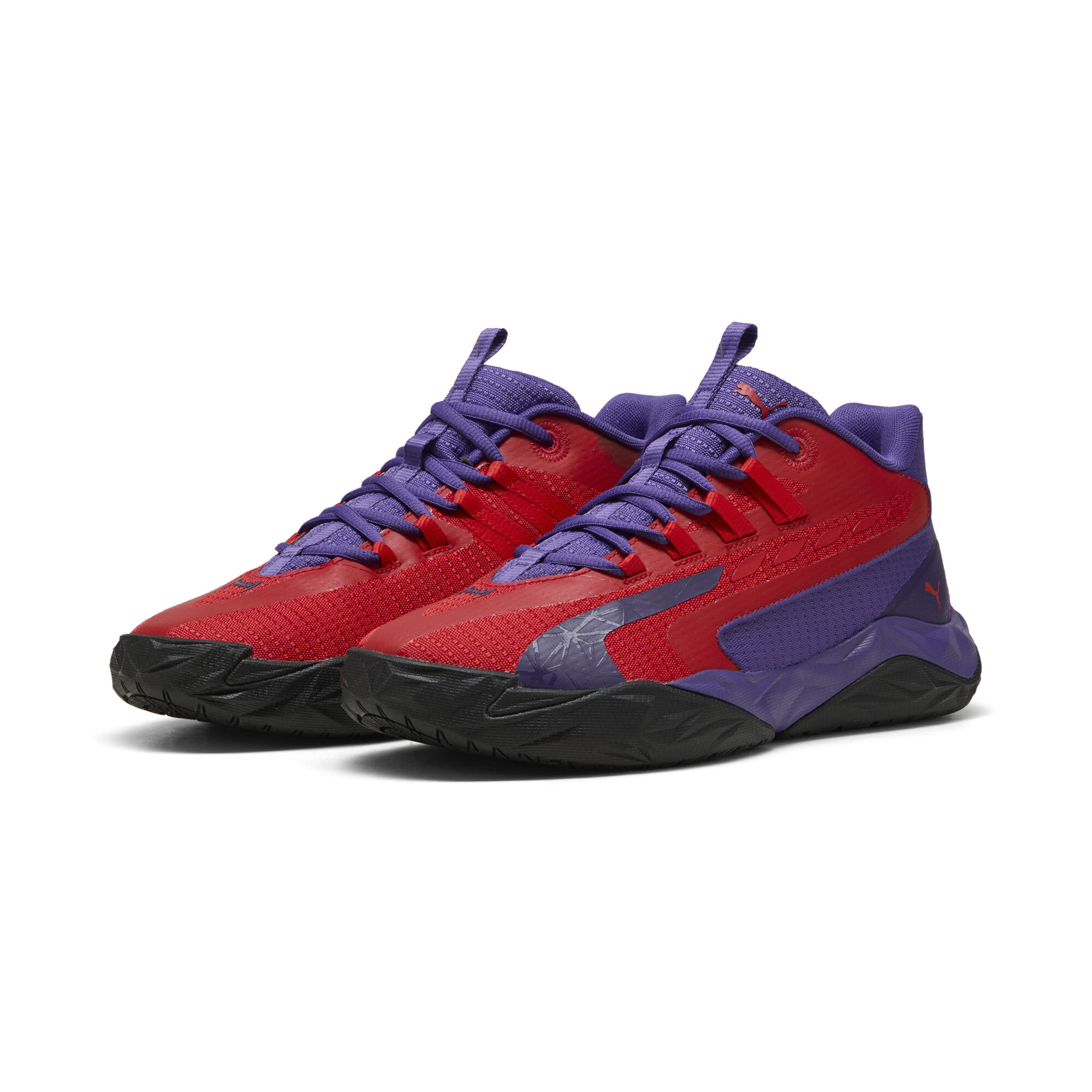 PUMA Dagger 2 middelhoge uniseks basketbalschoenen, Zwart/Rood, Maat 44,5