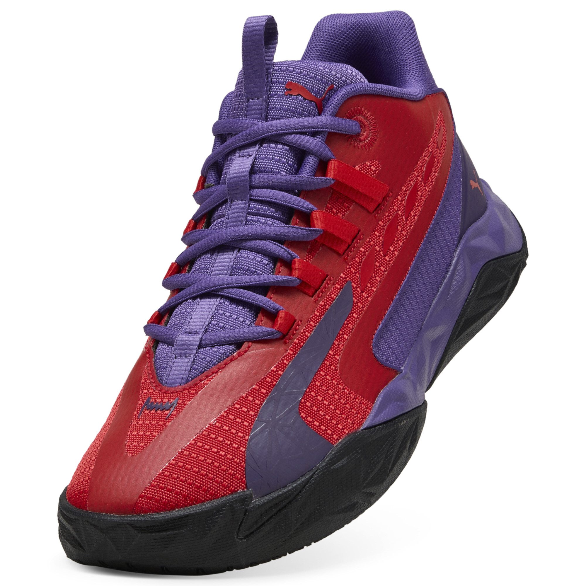 PUMA Dagger 2 middelhoge uniseks basketbalschoenen, Zwart/Rood, Maat 44,5 thumbnail 2