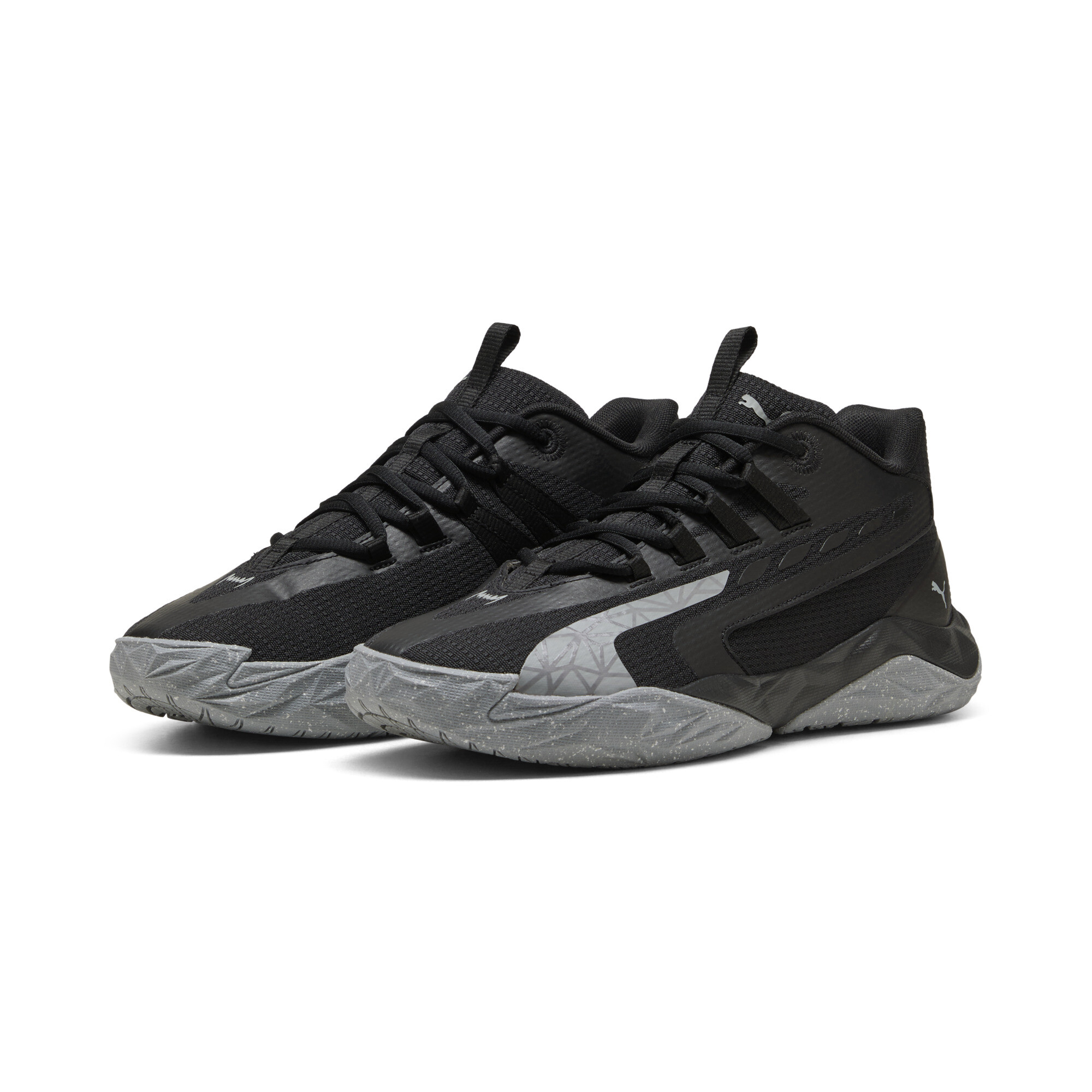 PUMA Dagger 2 middelhoge uniseks basketbalschoenen, Zwart/Grijs, Maat 41