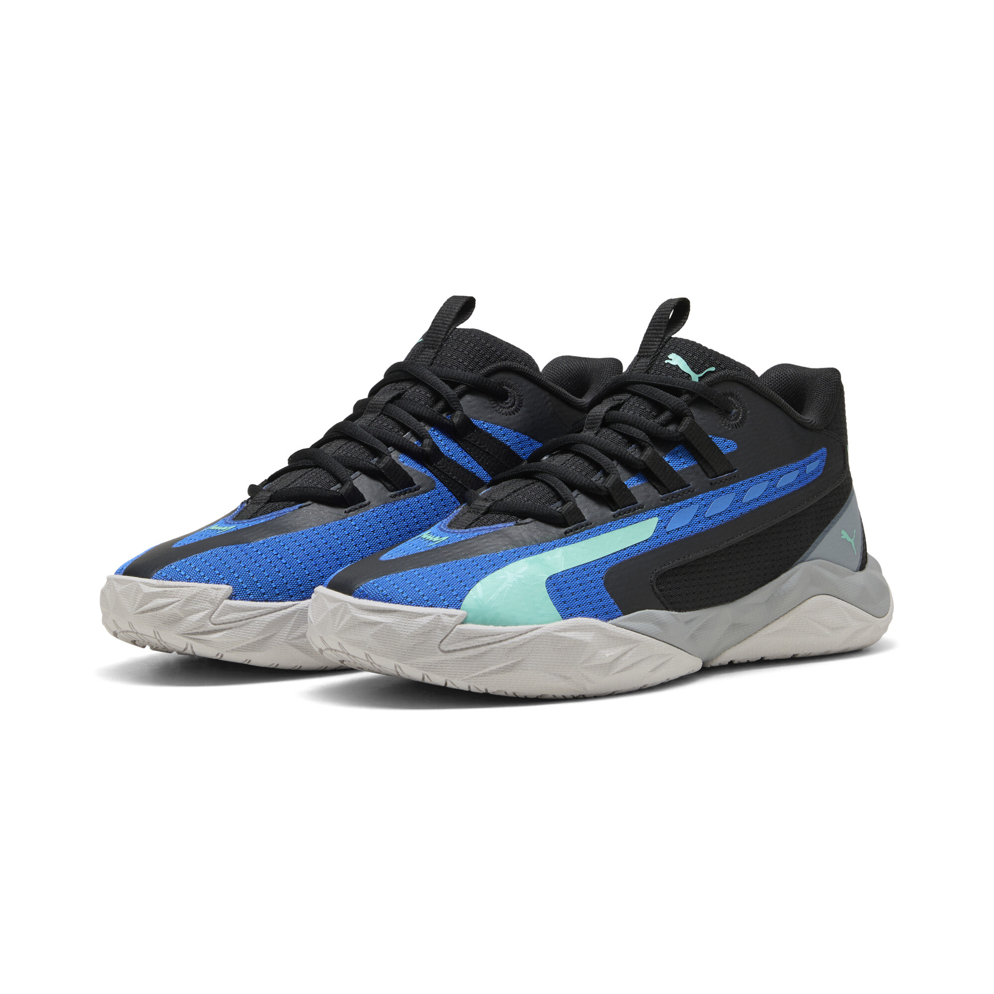 PUMA Dagger 2 middelhoge uniseks basketbalschoenen, Blauw/Zwart, Maat 36