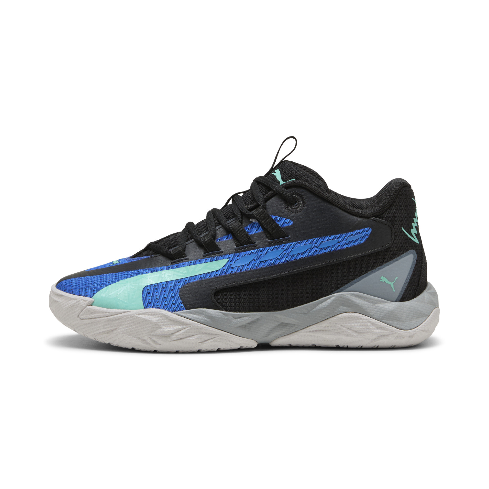 PUMA Dagger 2 middelhoge uniseks basketbalschoenen, Blauw/Zwart, Maat 36 thumbnail 5