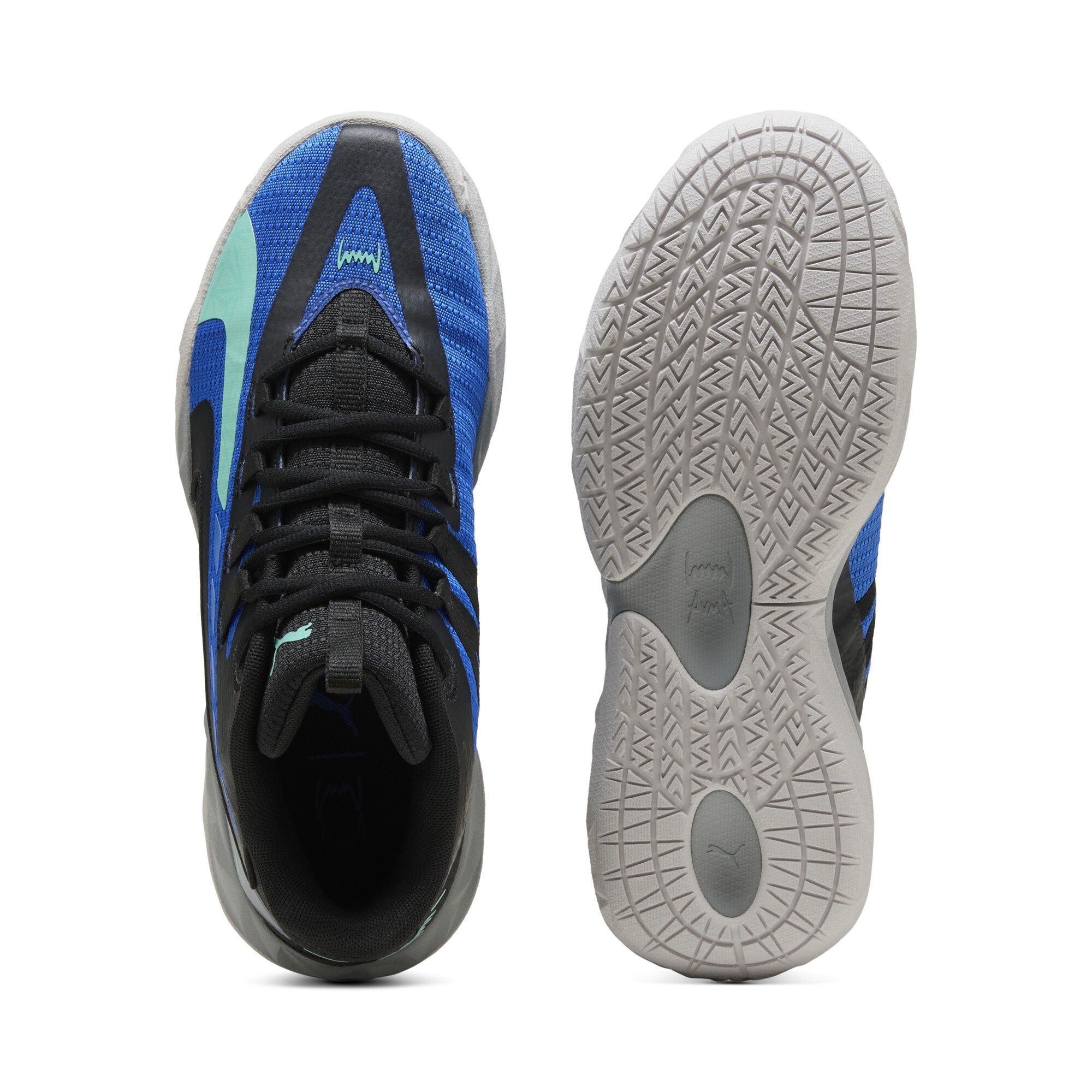 PUMA Dagger 2 middelhoge uniseks basketbalschoenen, Blauw/Zwart, Maat 36 thumbnail 4