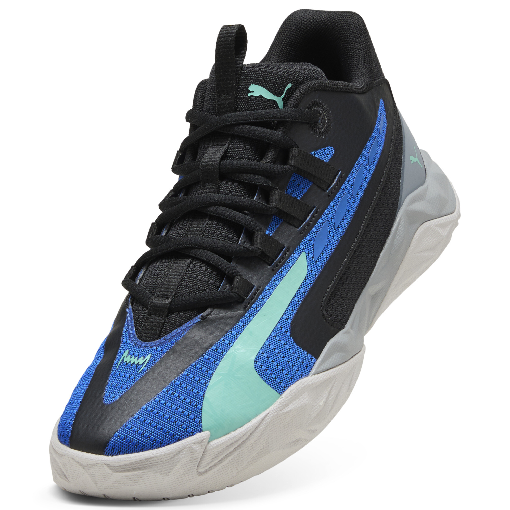 PUMA Dagger 2 middelhoge uniseks basketbalschoenen, Blauw/Zwart, Maat 36 thumbnail 2