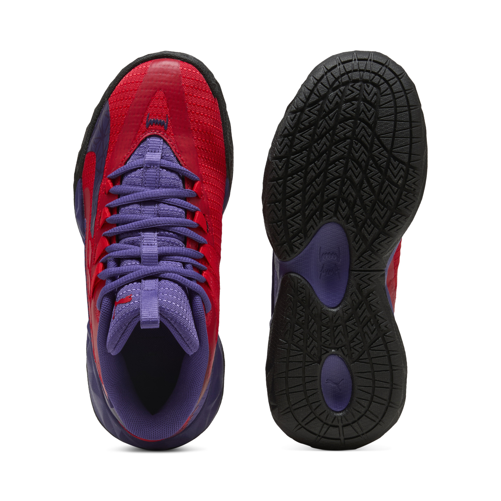 PUMA Dagger 2 middelhoge basketbalschoenen, Zwart/Rood, Maat 38 thumbnail 4