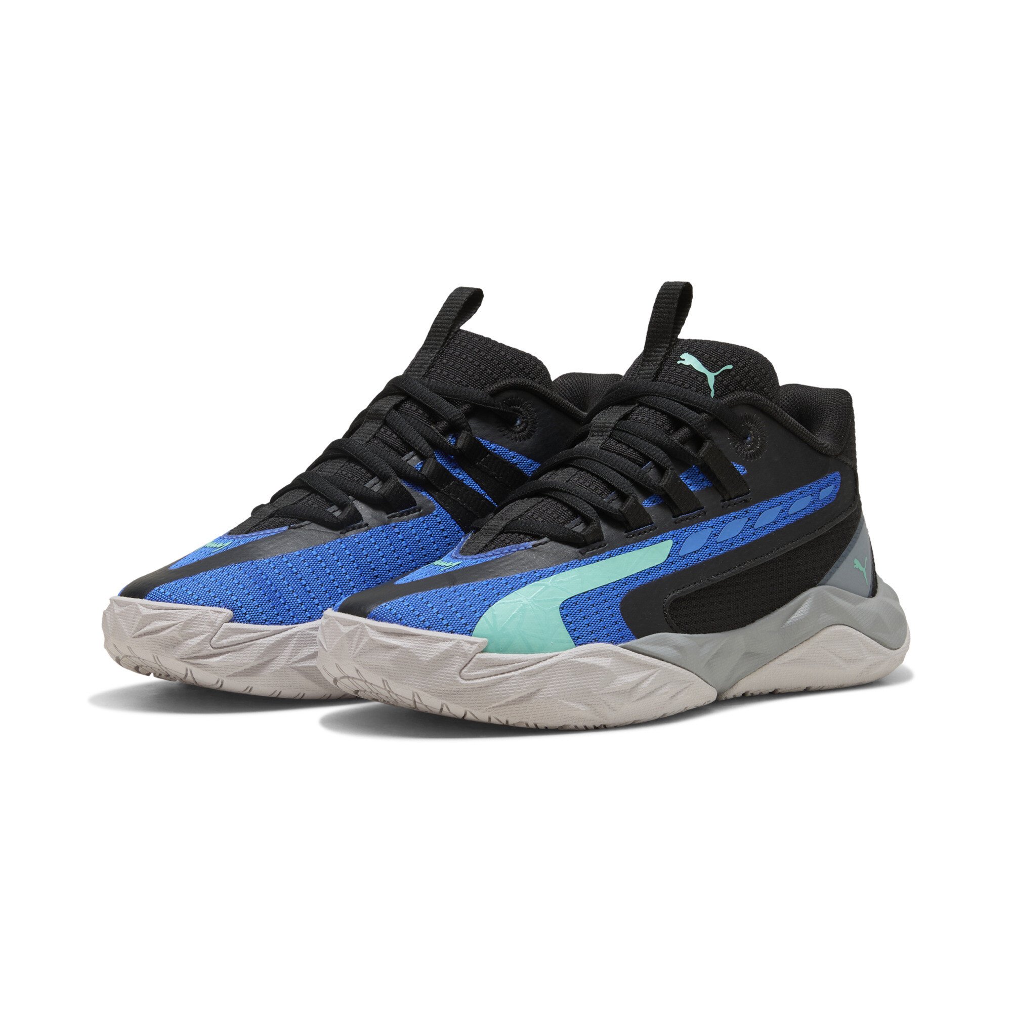 PUMA Dagger 2 middelhoge basketbalschoenen, Blauw/Zwart, Maat 36