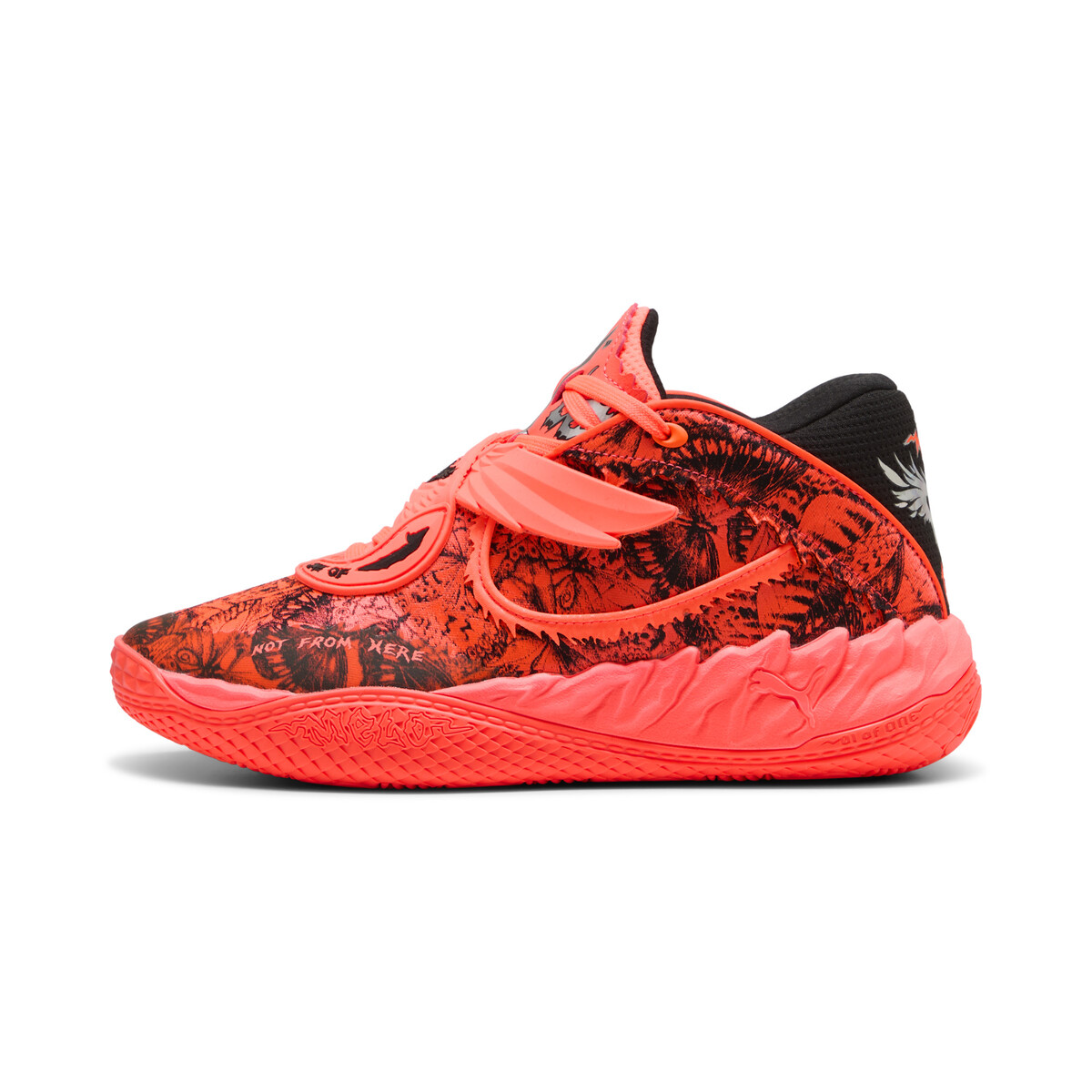MB.05 Flutter Mid Basketball Shoes Unisex in Glowing Red/Black by PUMA, UK 7