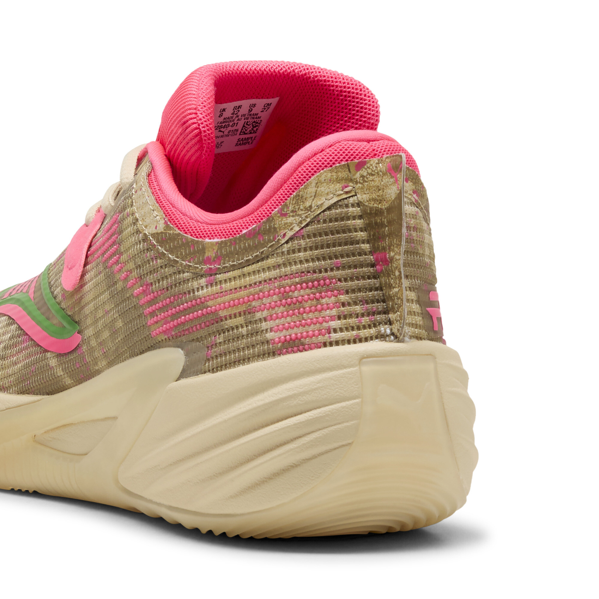PUMA All-Pro NITRO™ 2 Flau'jae uniseks basketbalschoenen, Roze/Groen, Maat 42 thumbnail 5