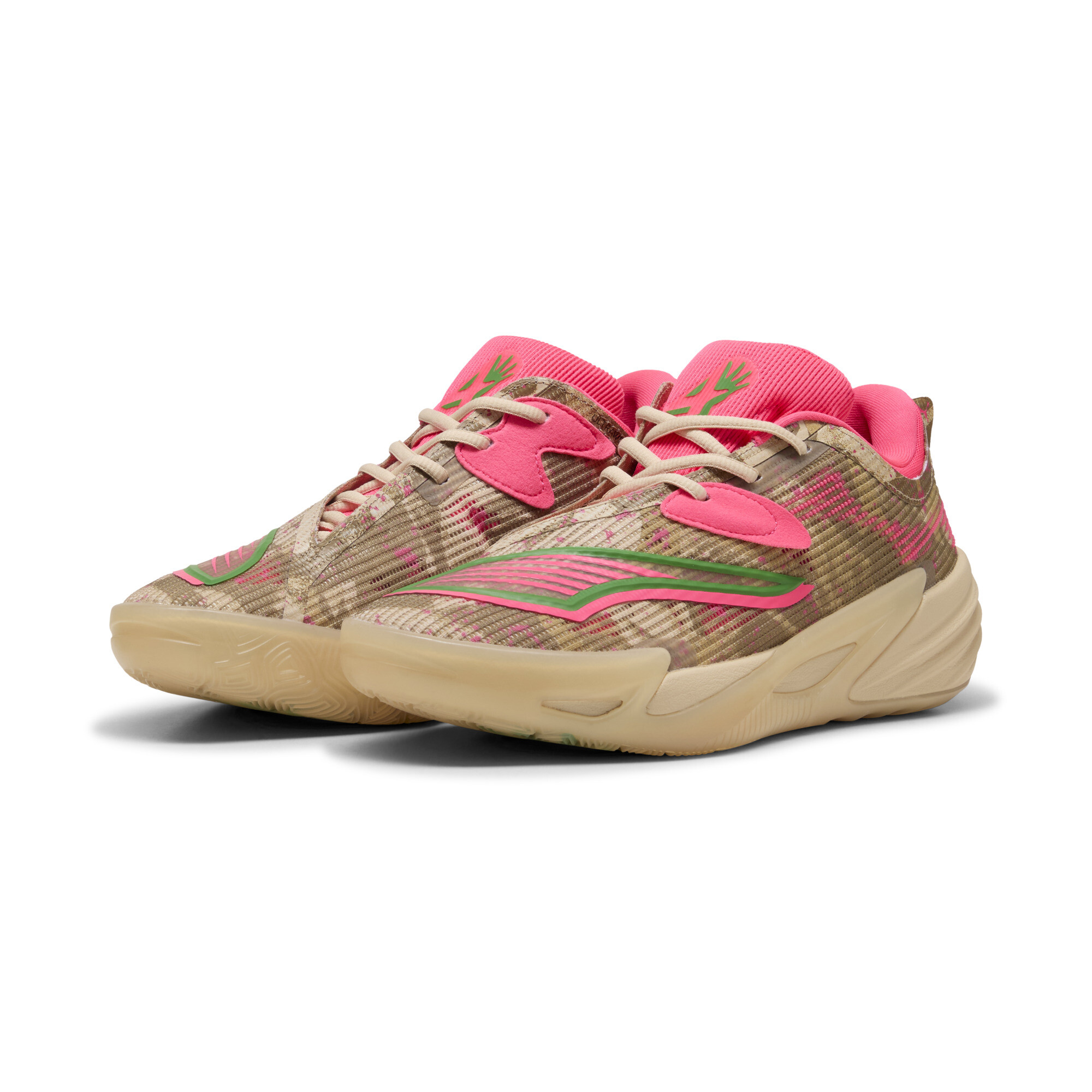 PUMA All-Pro NITRO™ 2 Flau'jae uniseks basketbalschoenen, Roze/Groen, Maat 42 thumbnail 6