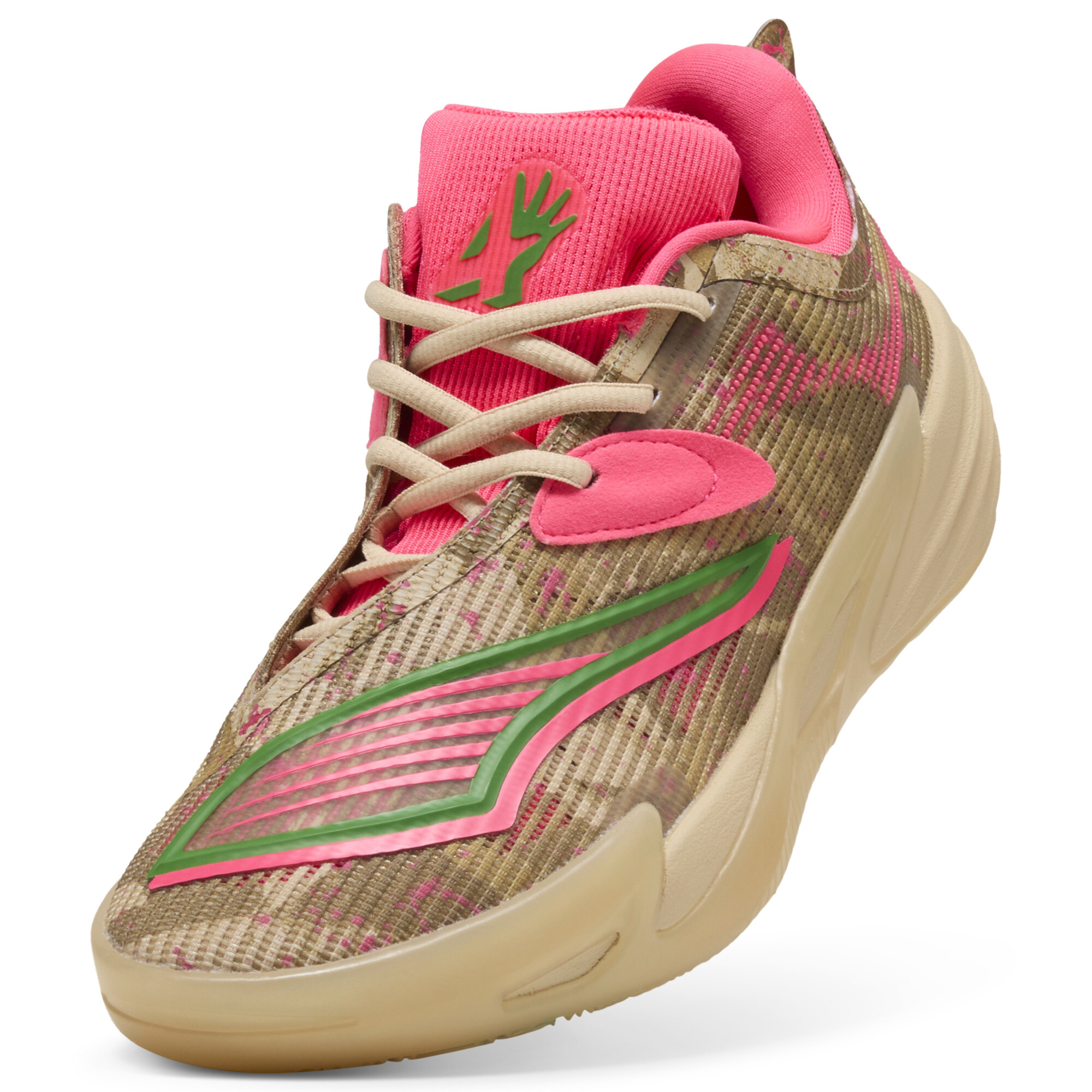 PUMA All-Pro NITRO™ 2 Flau'jae uniseks basketbalschoenen, Roze/Groen, Maat 42 thumbnail 2