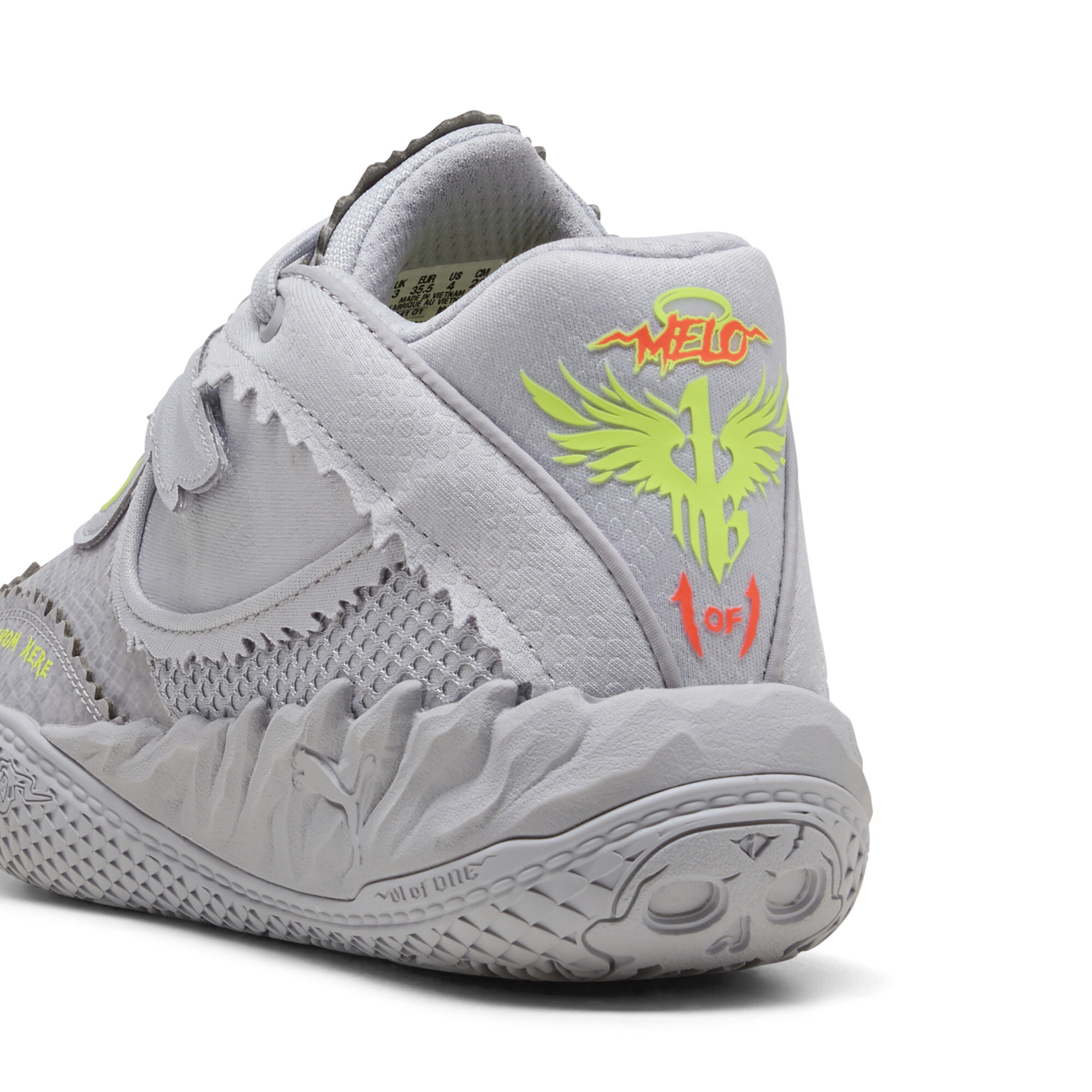 PUMA MB.05 Metallic basketbalschoenen, Rood/Geel/Zilver, Maat 35,5 thumbnail 7