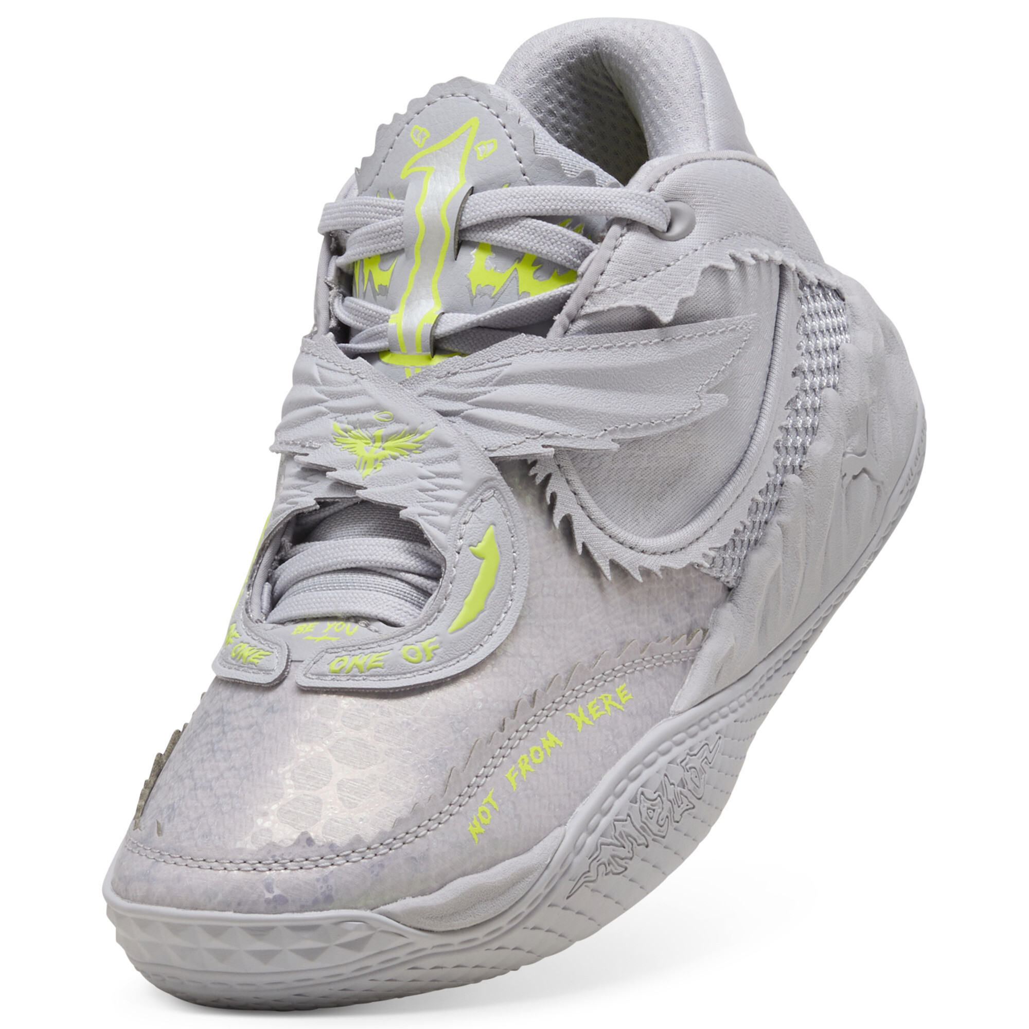 PUMA MB.05 Metallic basketbalschoenen, Rood/Geel/Zilver, Maat 35,5 thumbnail 4