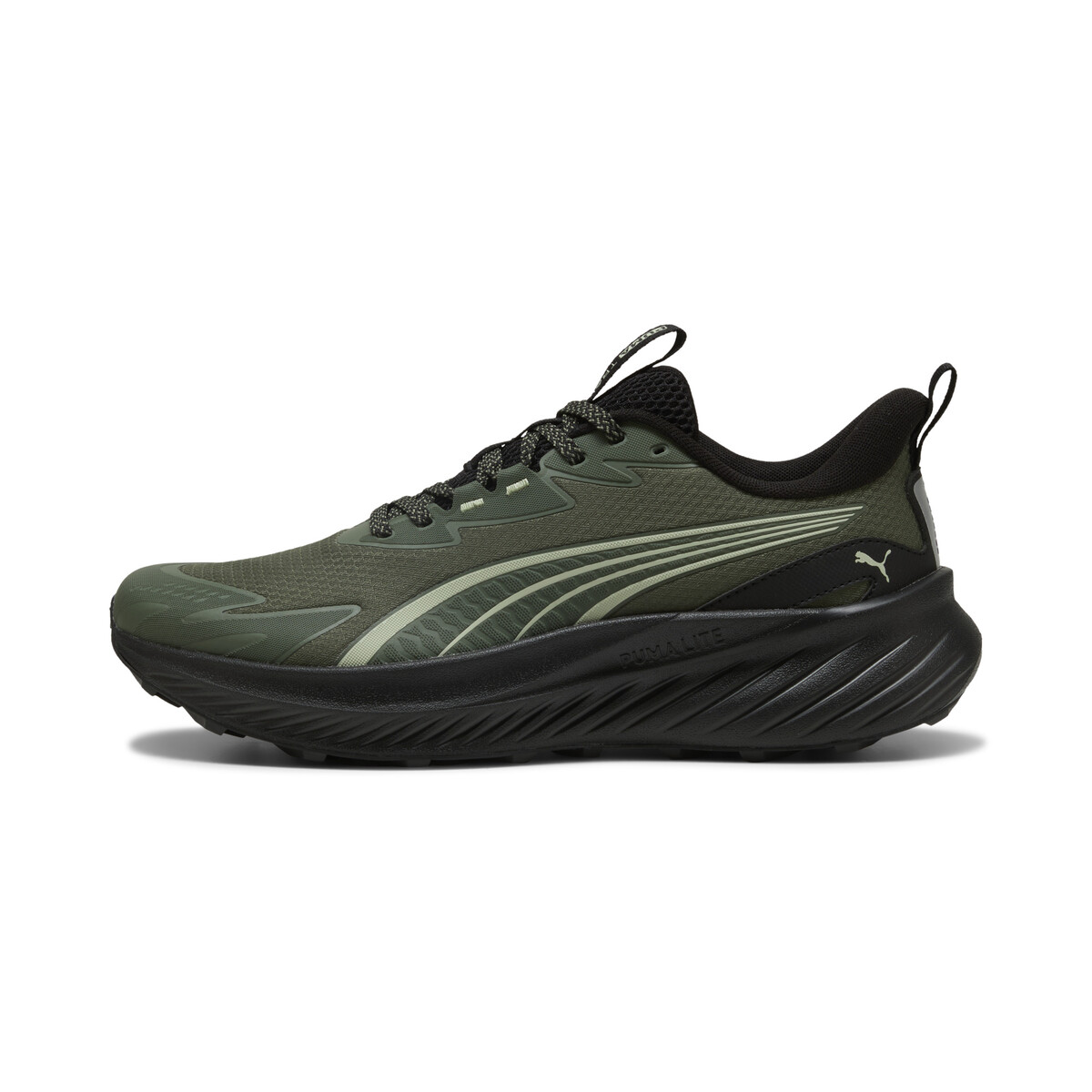 Pounce Lite 2 Trail Running Shoes Unisex in Moss Veil/Soft Grass Black by PUMA, UK 7.5