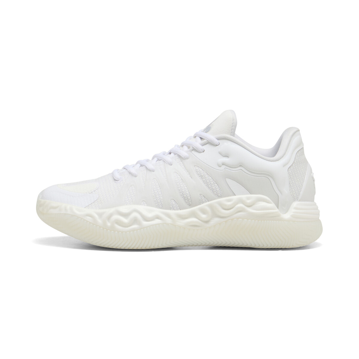 Hali 1 Low Basketball Shoes Unisex in White/Vibrant Silver by PUMA, UK 10