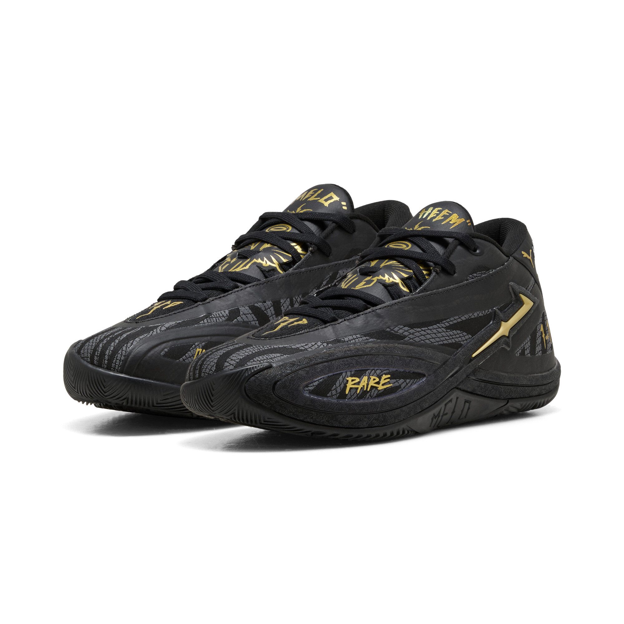 PUMA MB.06 Orbit Basketball Shoes Unisex, Men, Black/Gold, 44.5
