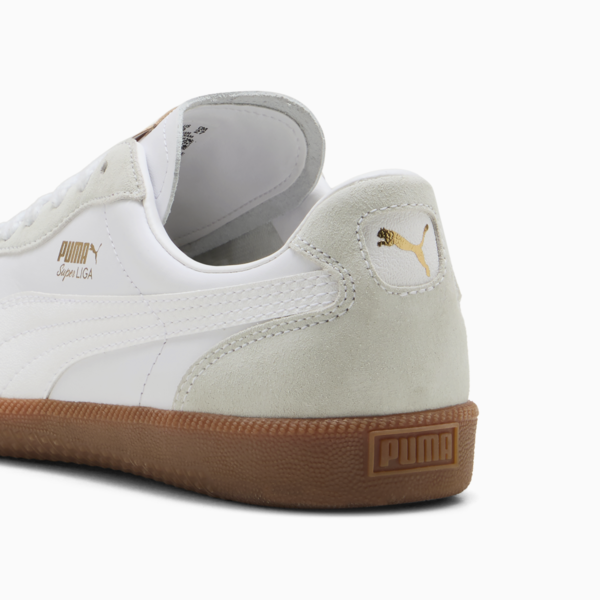 Super Liga Retro Trainers, PUMA White-PUMA Gold-Gum, large-ZAF