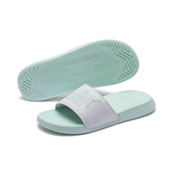 Popcat Slides, Puma White-Fair Aqua, large