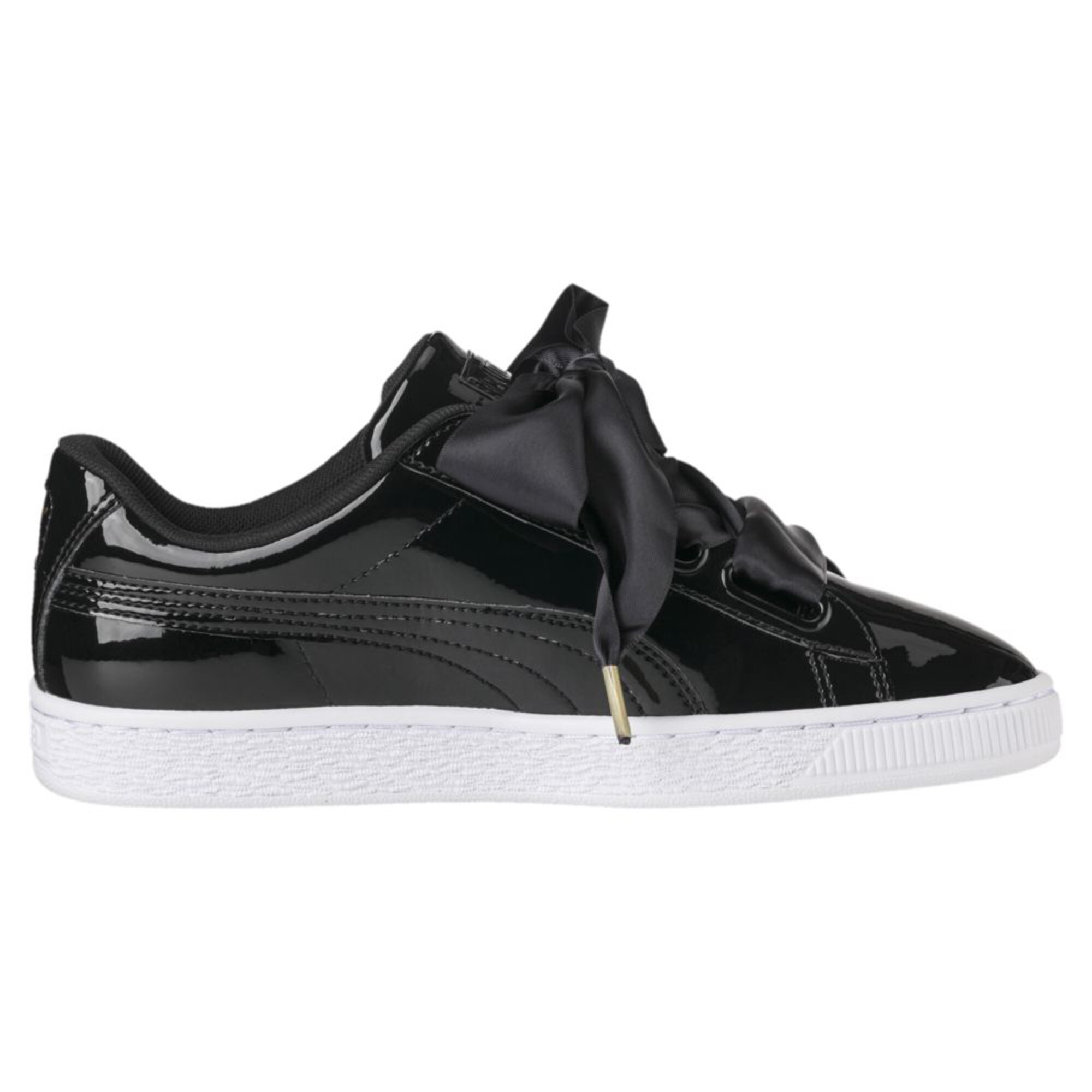 puma basket heart trainers black patent