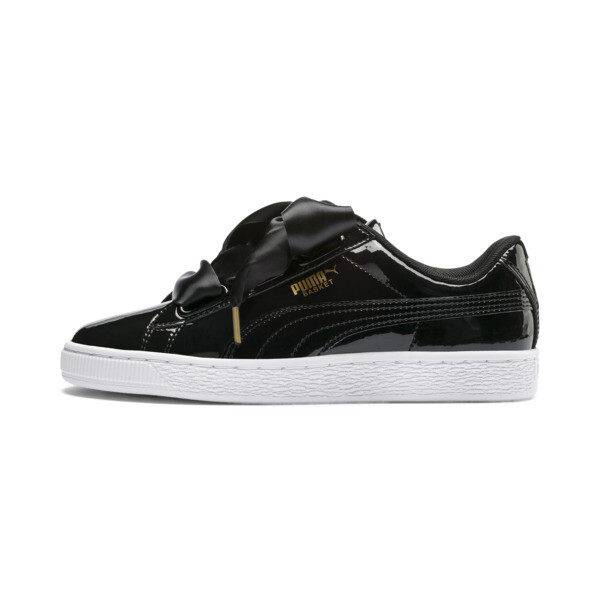 puma basket heart black patent