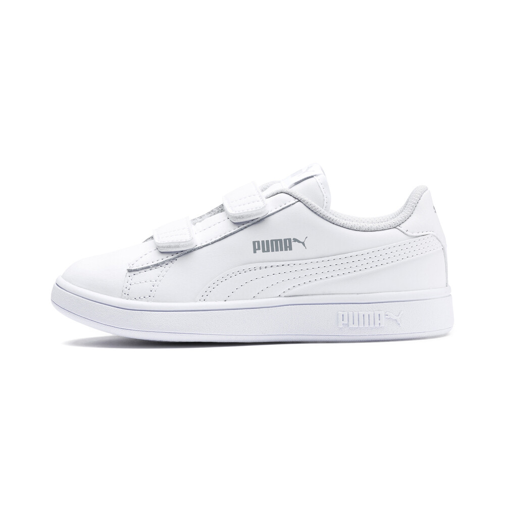 Smash V2 Leather Kids Preschool Sneakers White Puma