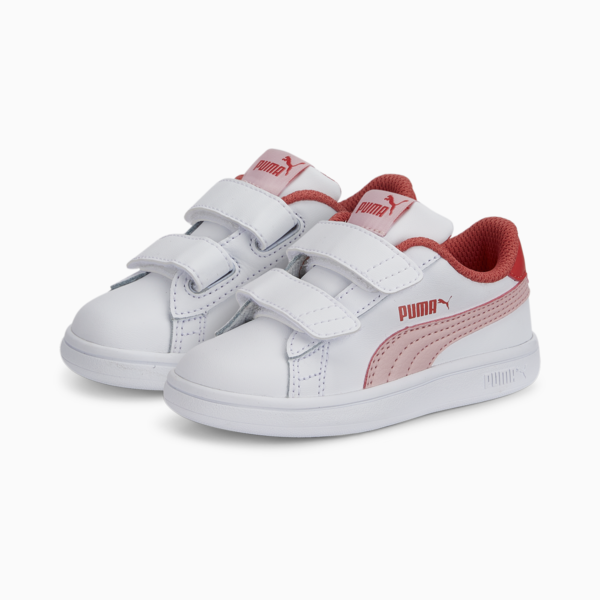 Tenis para niños Smash v2, Puma White-Almond Blossom-Salmon, large-MEX