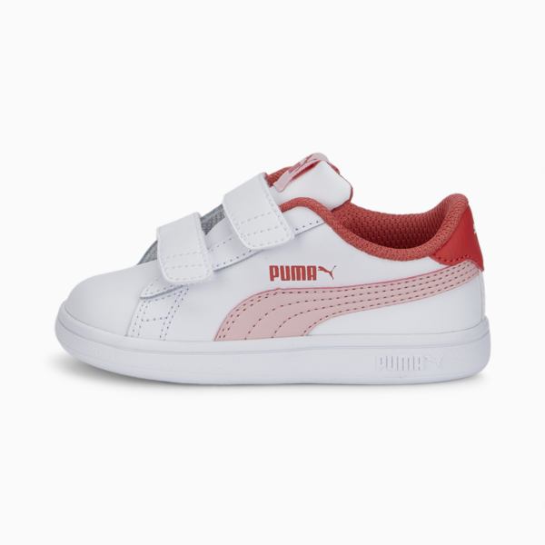 Tenis para niños Smash v2, Puma White-Almond Blossom-Salmon, large-MEX
