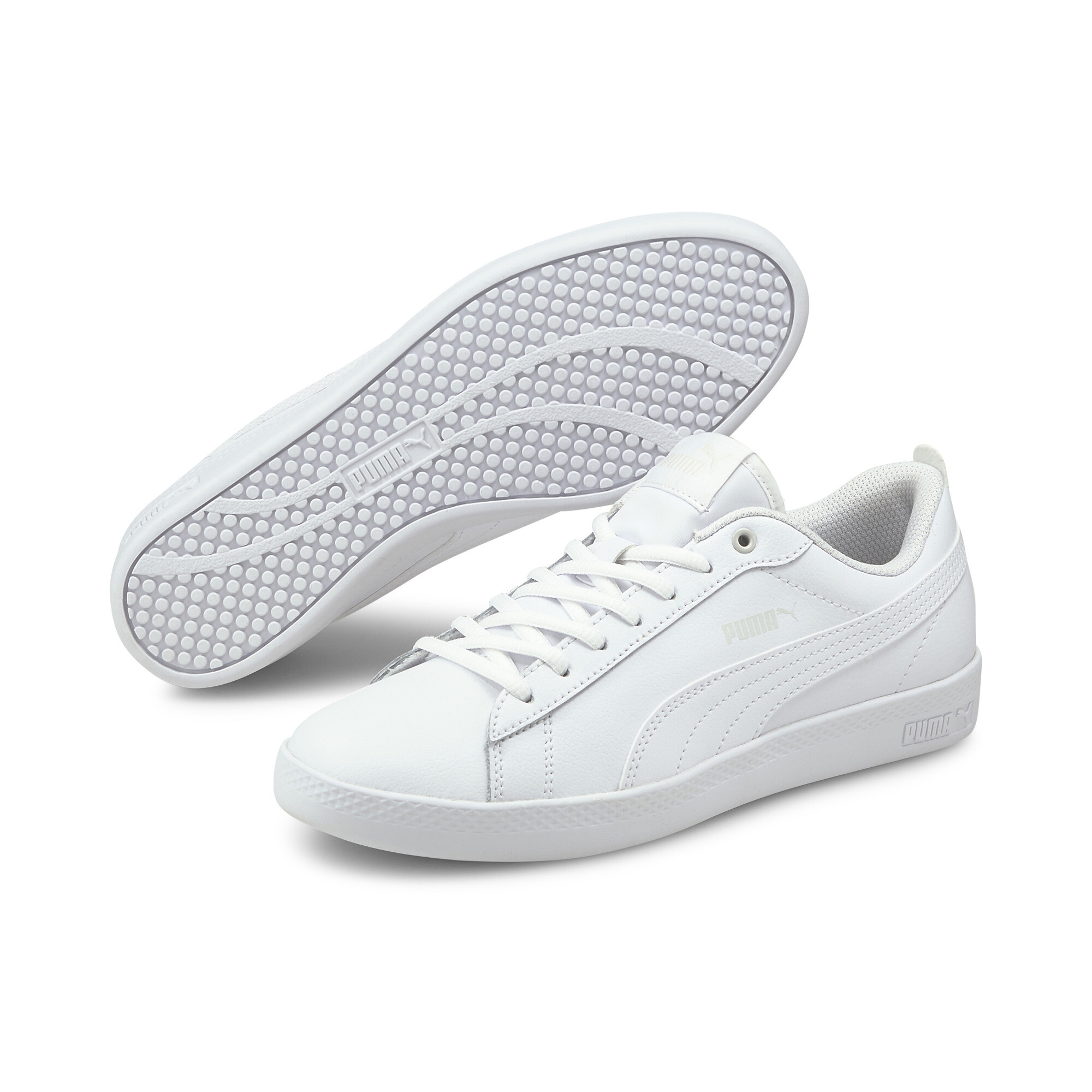 Women's Puma Smash V2 Leather's Trainers, White, Size 37, Shoes