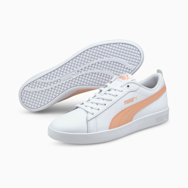 Smash v2 Leather Women's Trainers, Puma White-Apricot Blush-Puma Black, large-ZAF