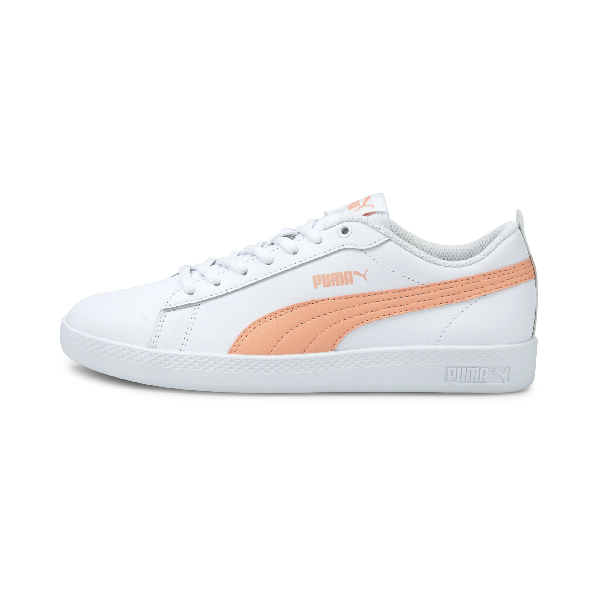 Puma Smash v2 Leder-Sneakers Damen Schuhe | White/Apricot Blush/Black | Größe: 41