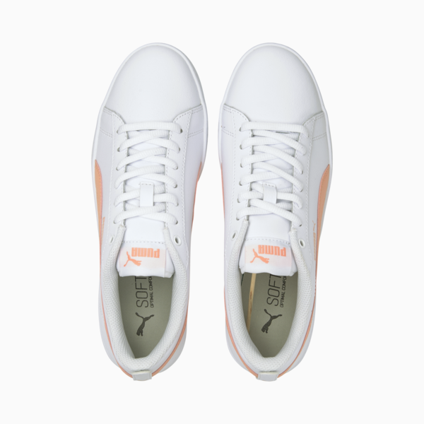 Smash v2 Leather Women's Trainers, Puma White-Apricot Blush-Puma Black, large-ZAF
